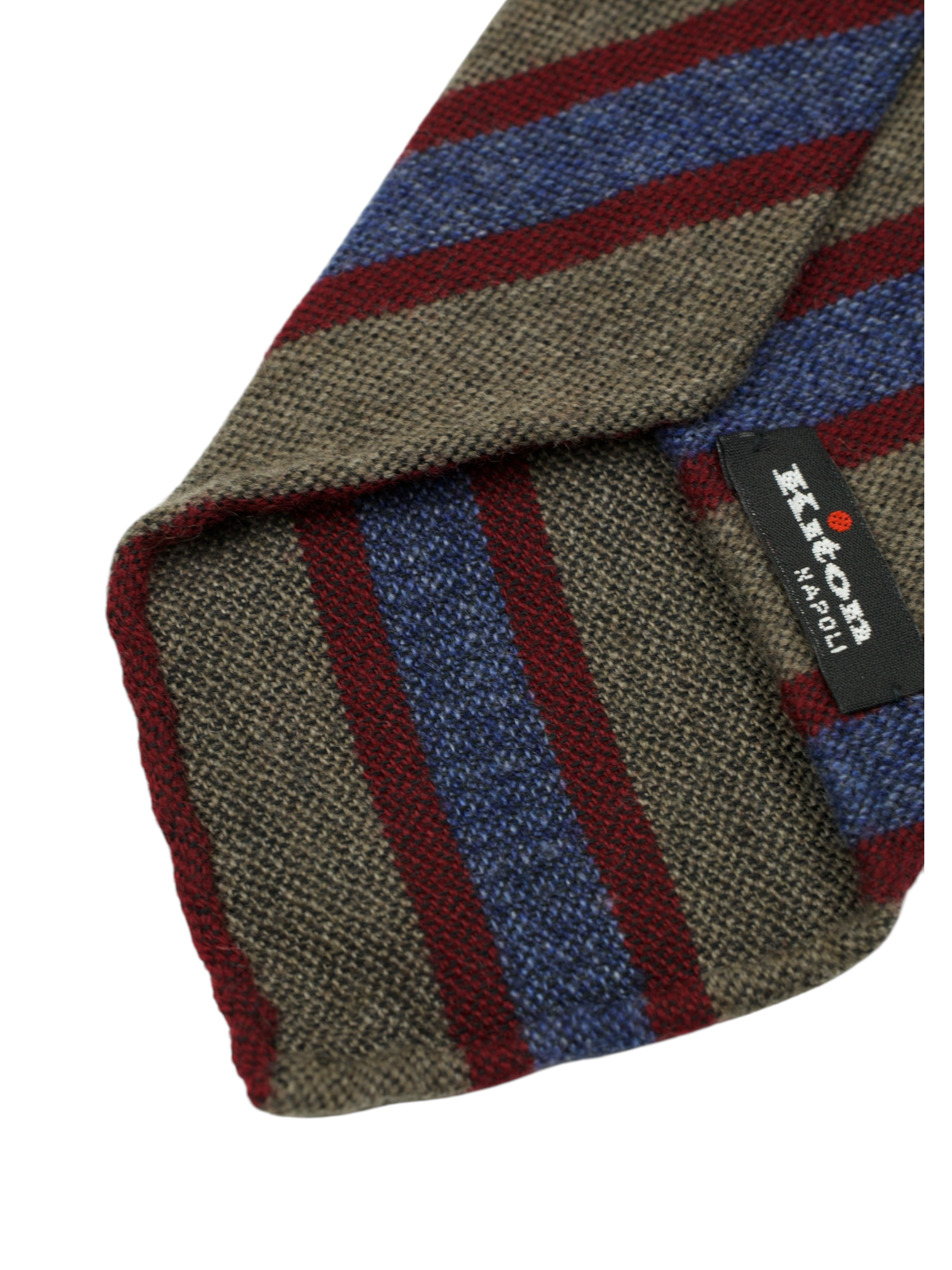 Kiton 5-Fold Grey Handrolled Cashmere, Wool & Silk Multicolor Striped Tie