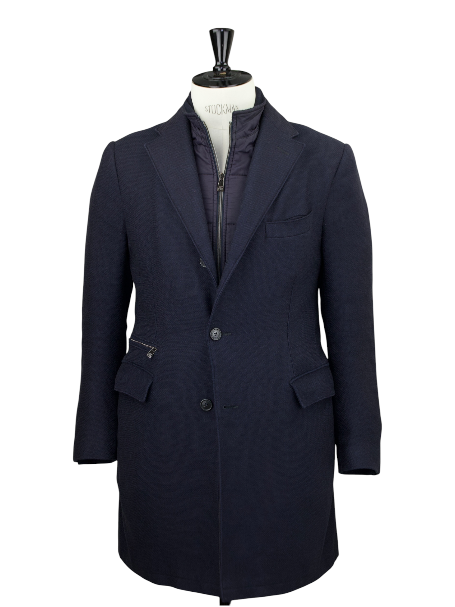 Corneliani ID Navy Extrafine-Wool Weatherproof Overcoat