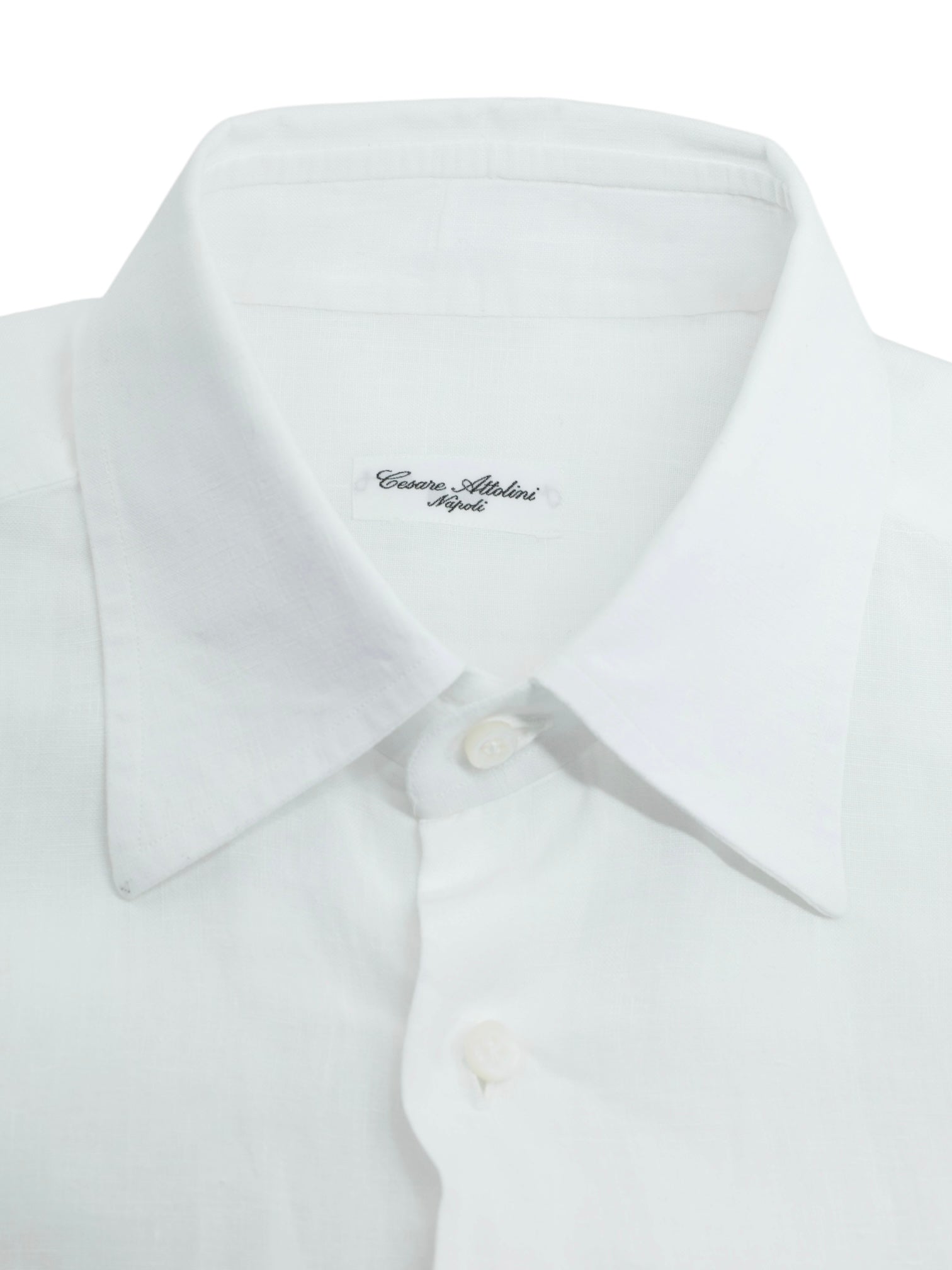 Cesare Attolini White Pure-Linen Handmade Summer Shirt