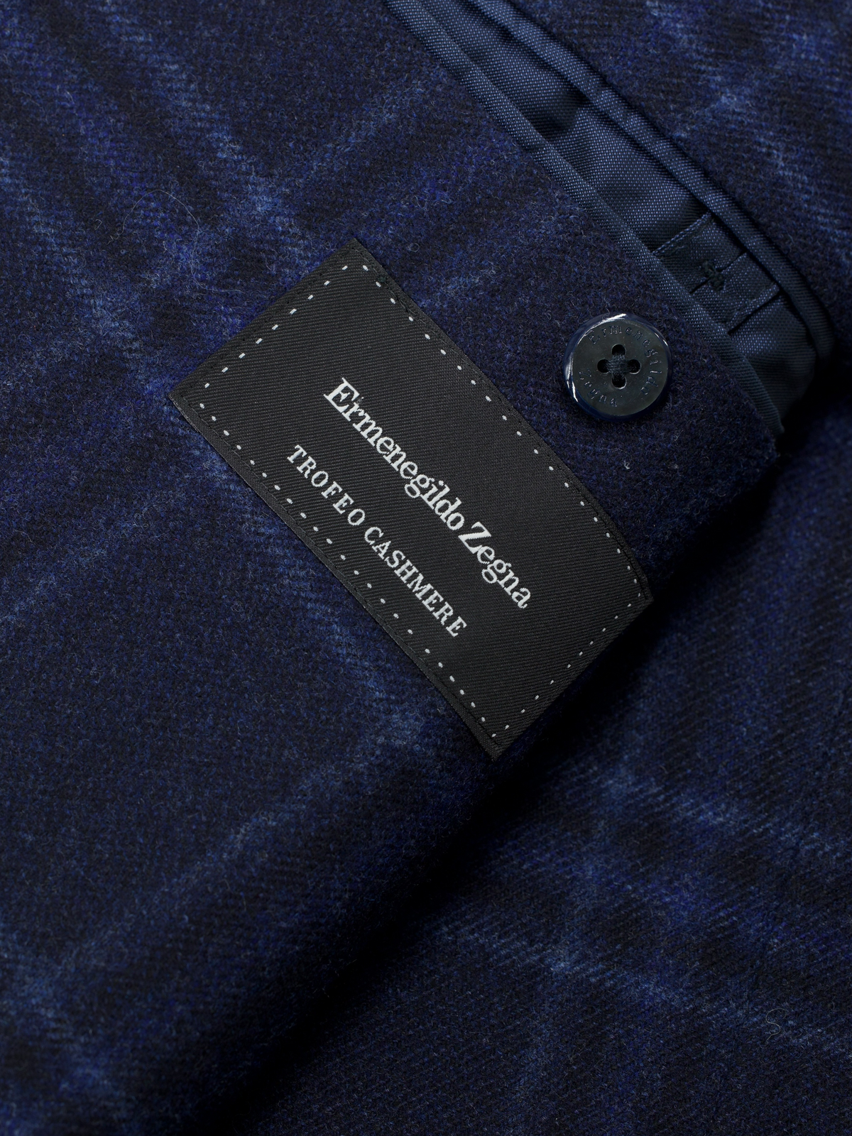 Ermenegildo Zegna Royal Blue Wool & Trofeo-Cashmere Checkered Jacket