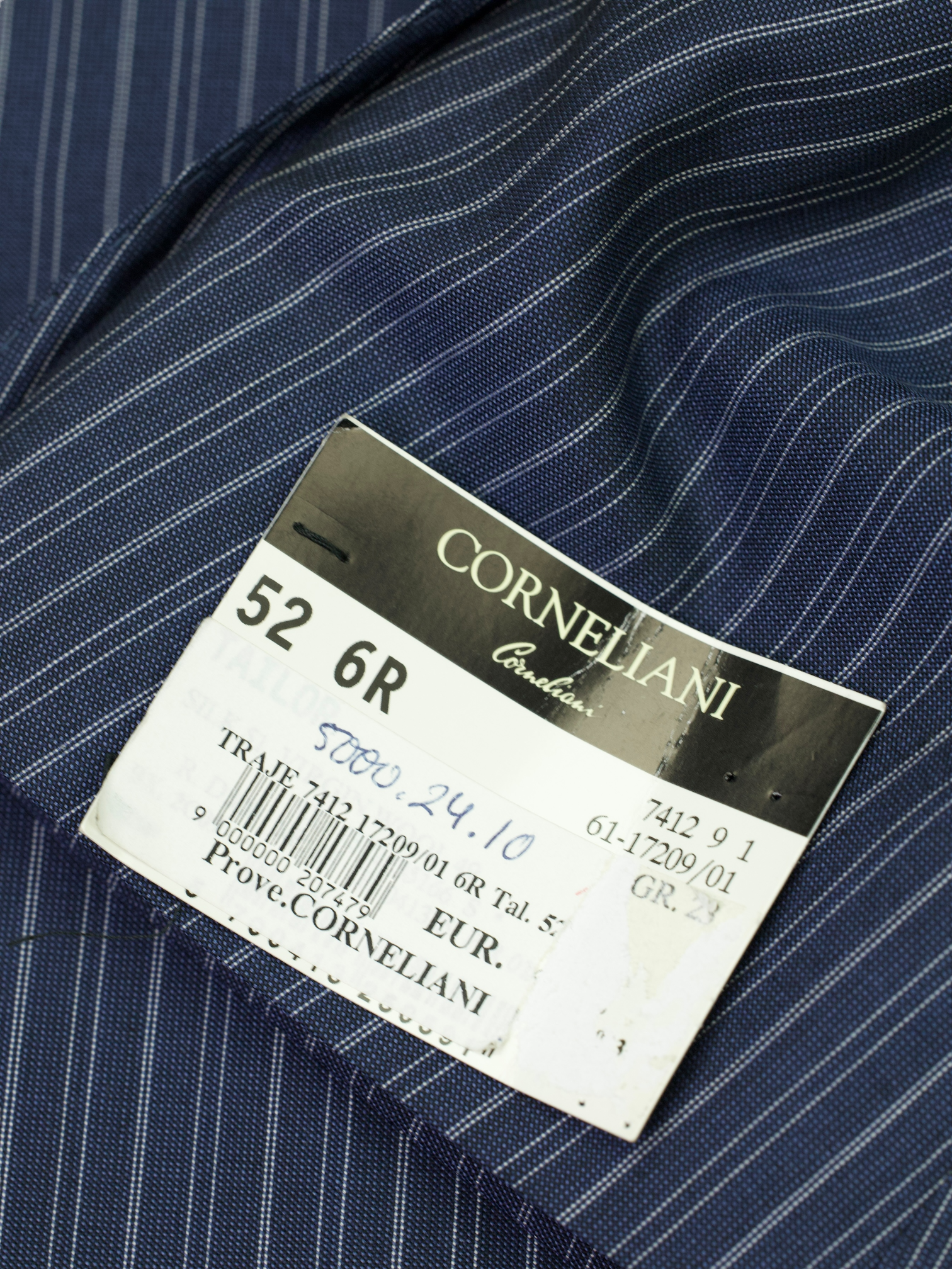 Corneliani Steel Blue Silk & Wool Multi-Pinstripe Suit