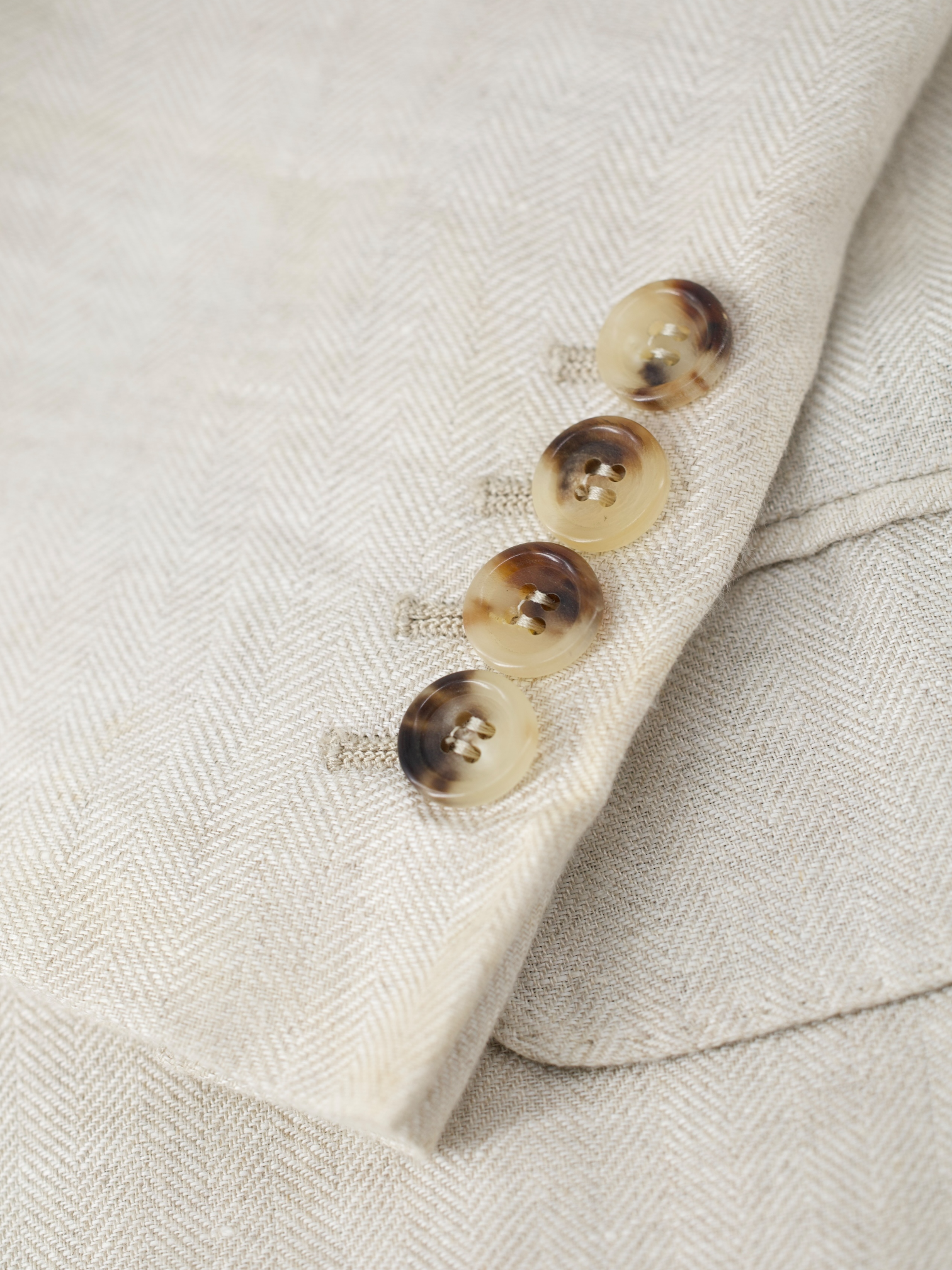 Brunello Cucinelli Sand Pure Linen Herringbone Summer Jacket