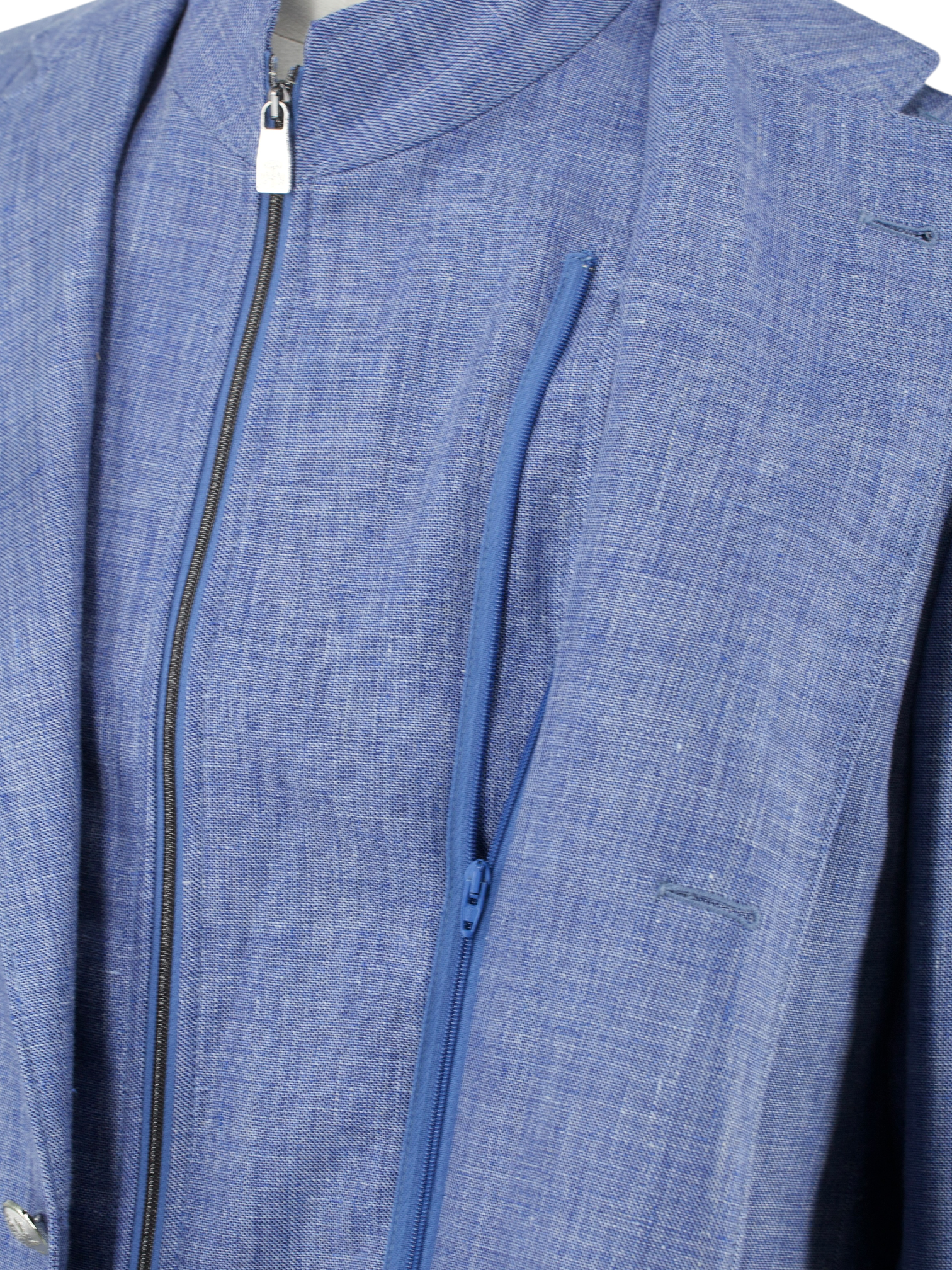 Corneliani ID Ice Blue Linen & Wool Melange Vespa Jacket