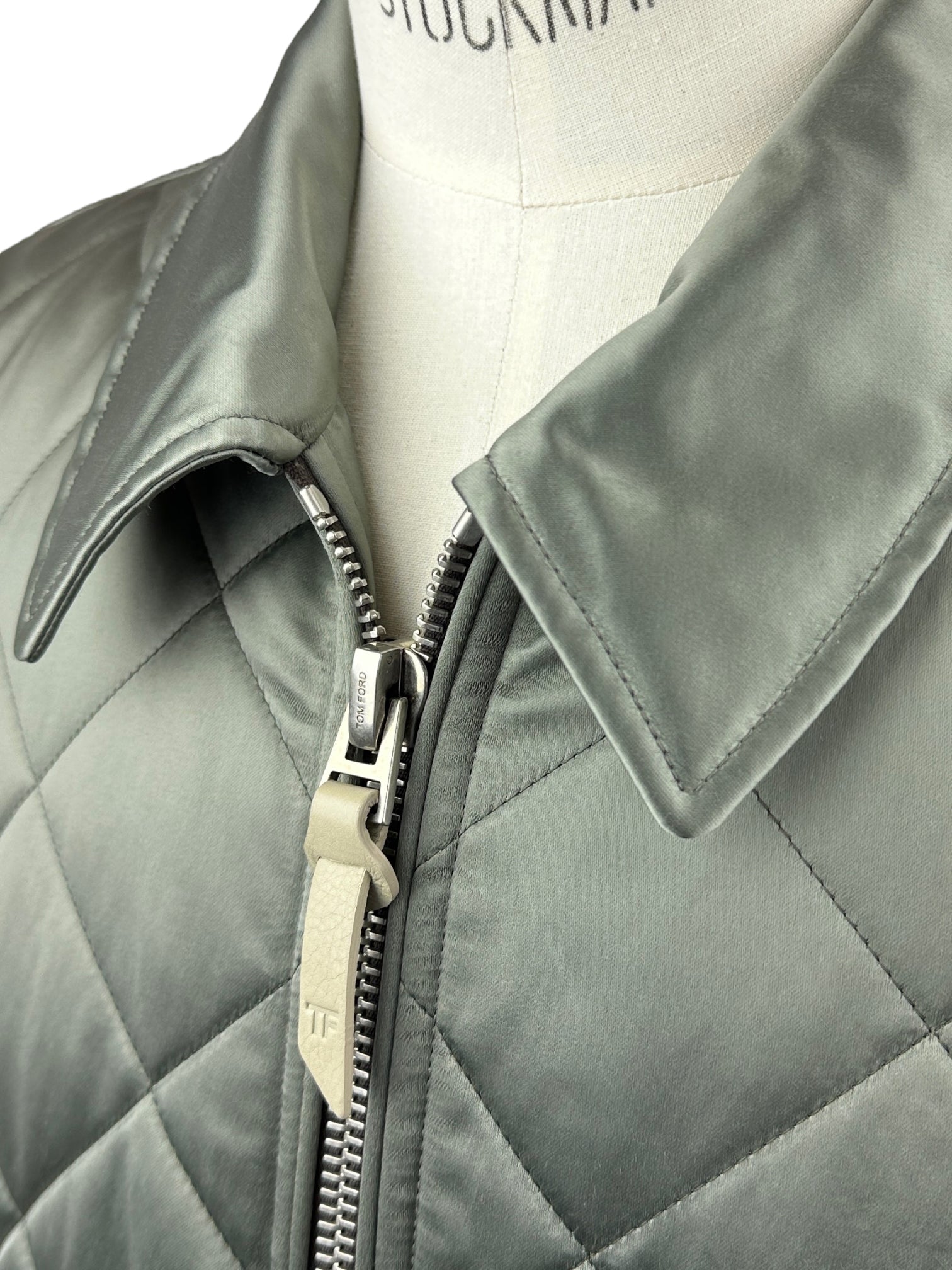 Tom Ford Pistache Diamond-Quilted Bomber Jacket