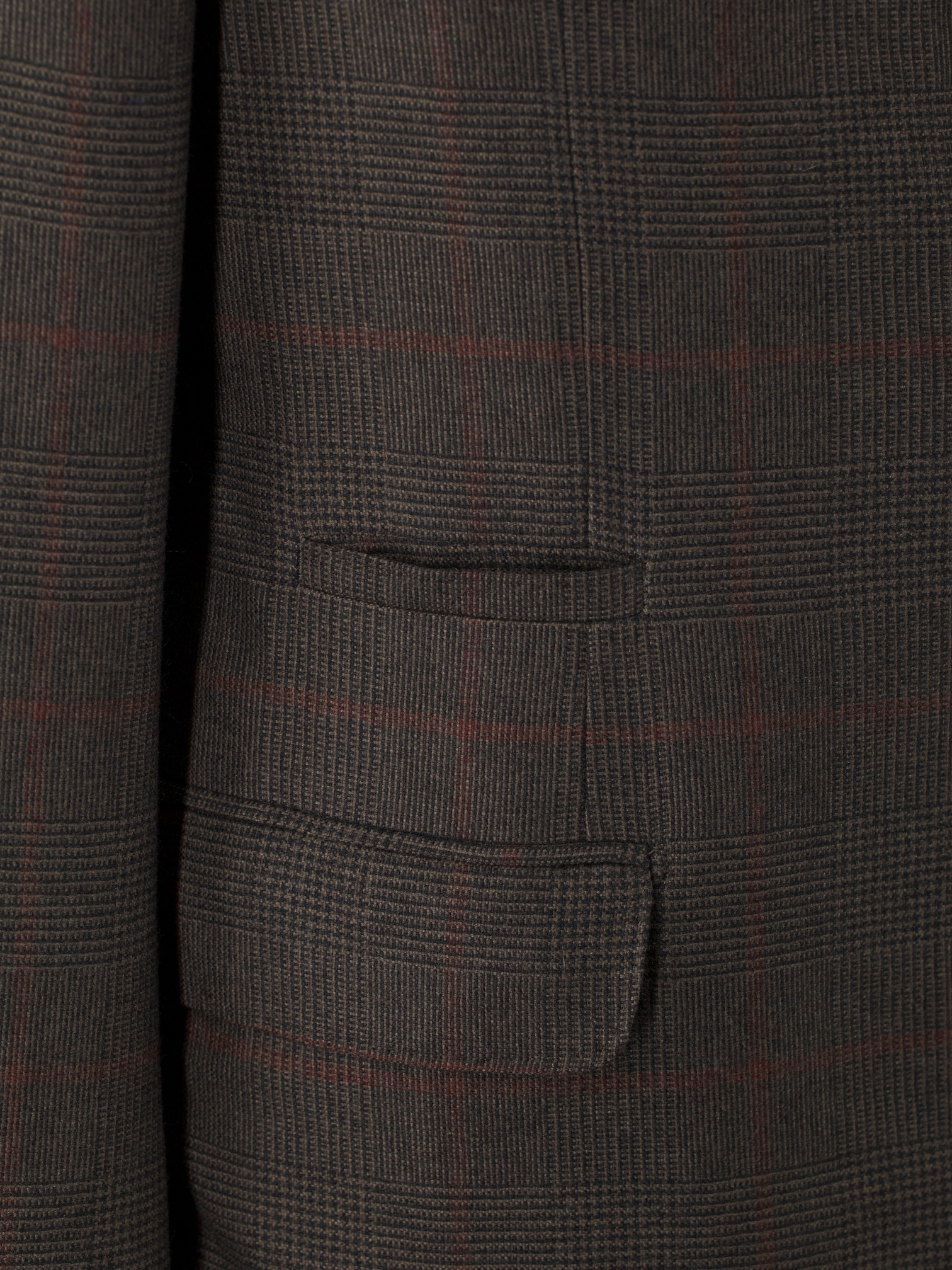 Brunello Cucinelli Dark Brown & Burgundy Wool & Cashmere Glenplaid Jacket
