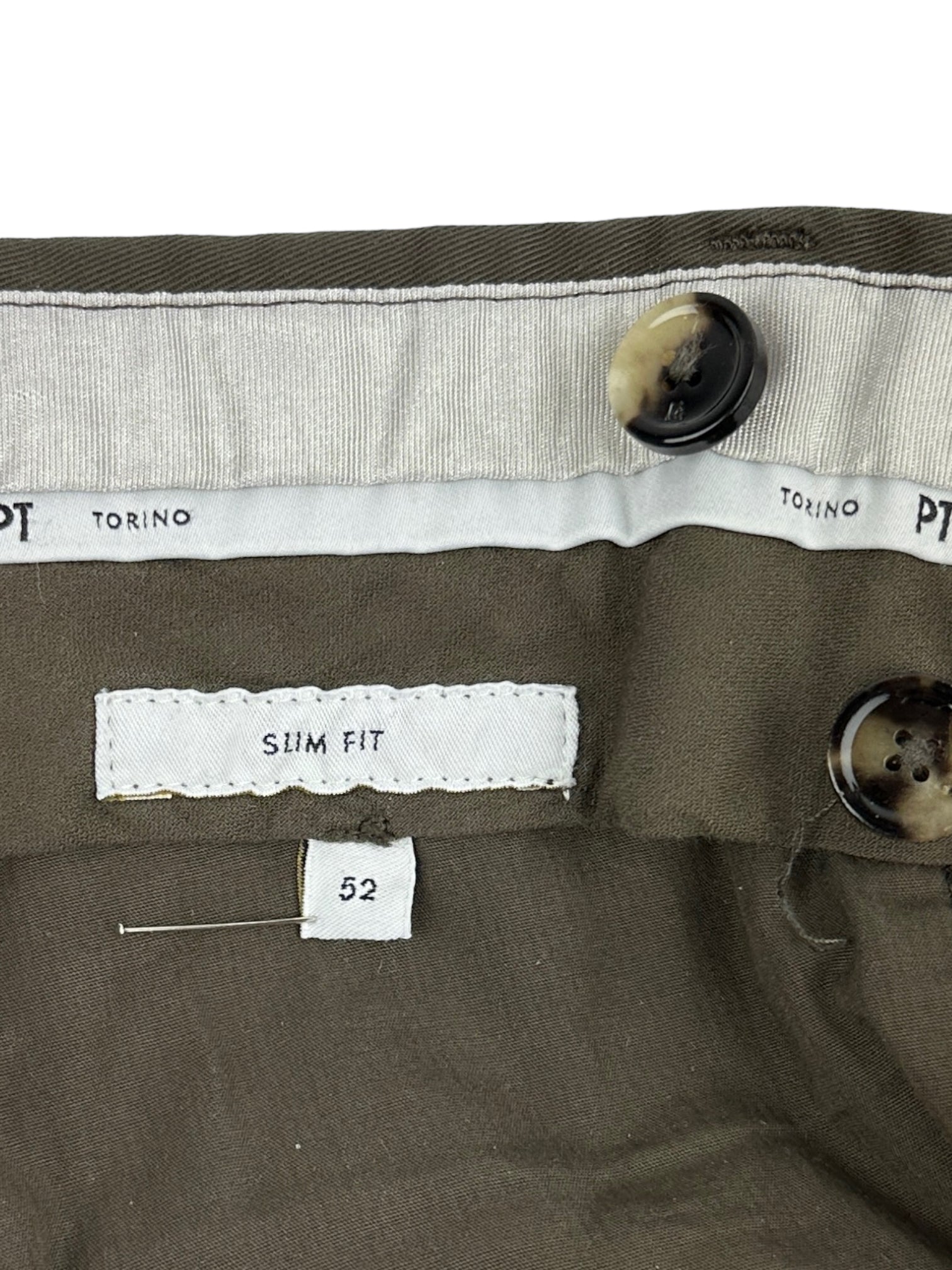 PT01 Olive Green Cotton Stretch Chino