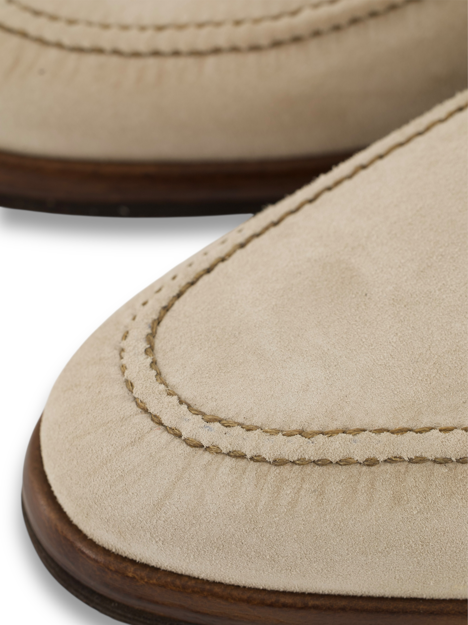 Bontoni Greige Principe Suede Lighweight Penny Loafer