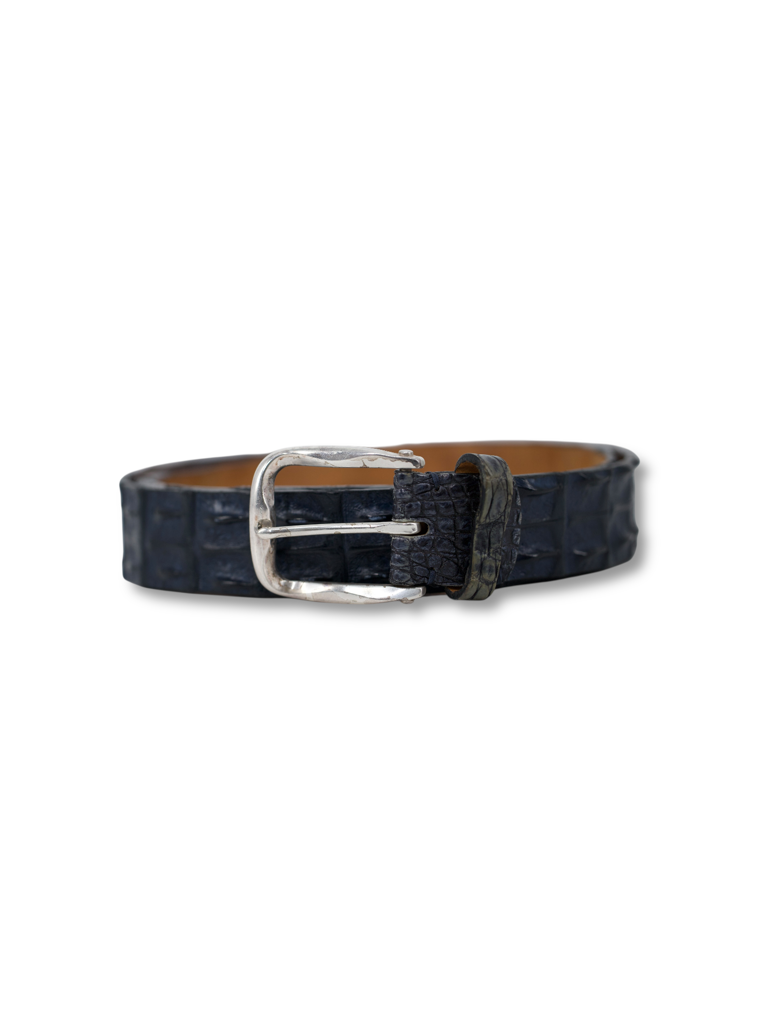 D'Amico Dark Blue Genuine Crocodile Leather Belt