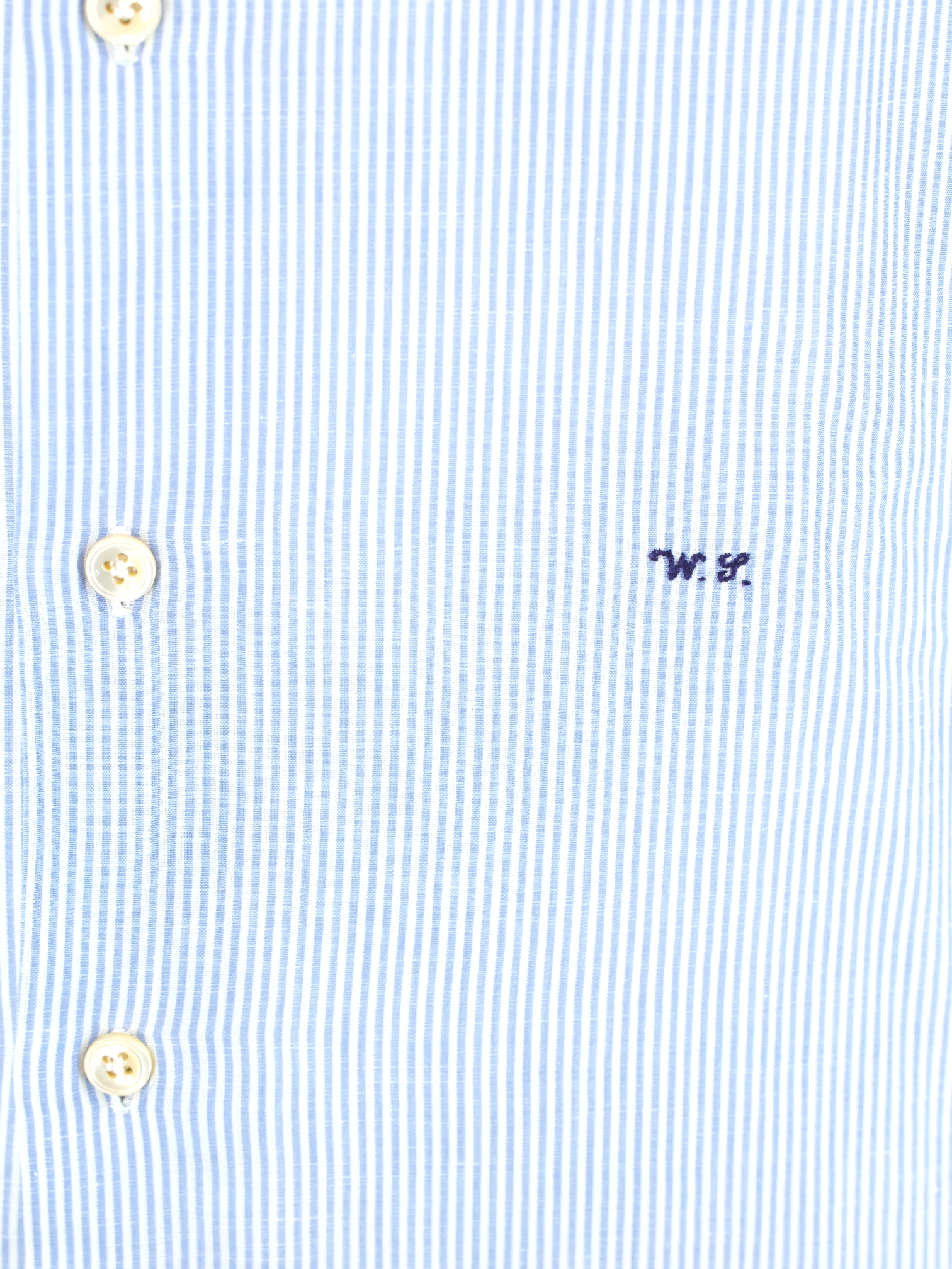 Finamore Light Blue & White Pure Linen Pinstripe Shirt