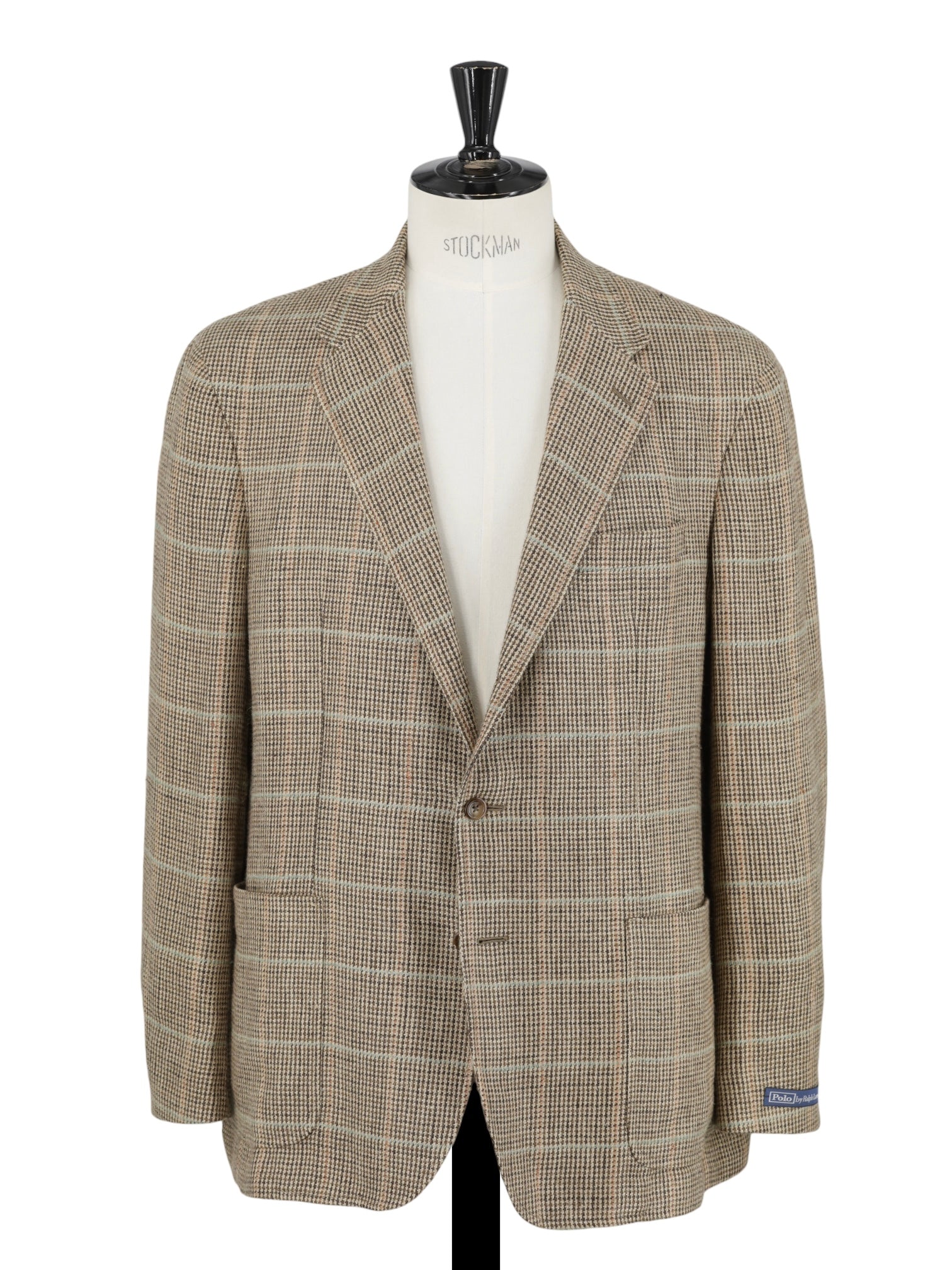 Ralph Lauren Light Brown Linen & Silk Blend Summer-Tweed Check Jacket