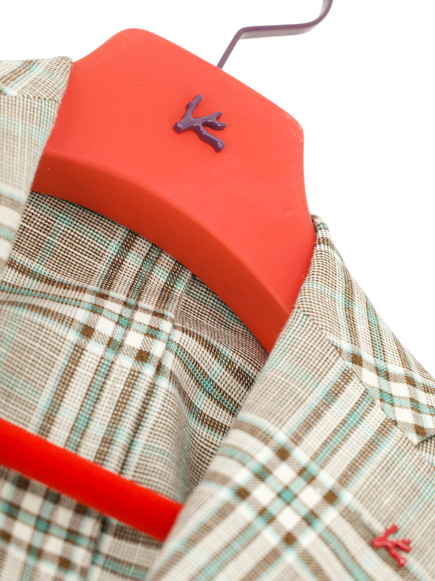 Isaia Taupe & Turquoise Wool, Linen, Silk & Cashmere Tartan Jacket