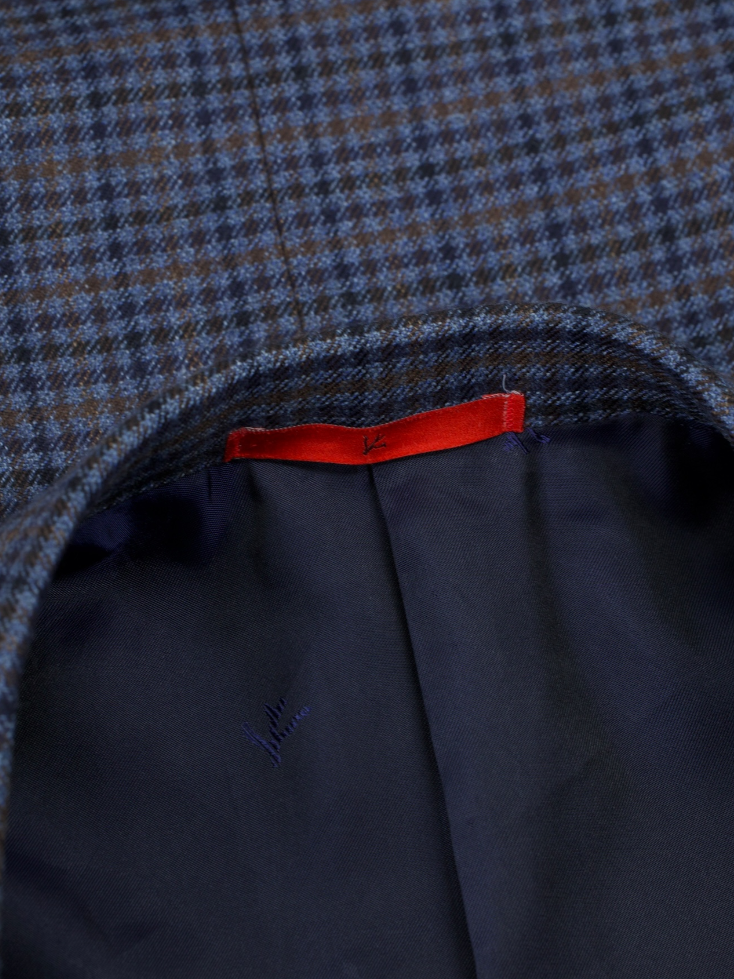 Isaia Dark Blue & Brown Pure-Cashmere Gingham Check Jacket