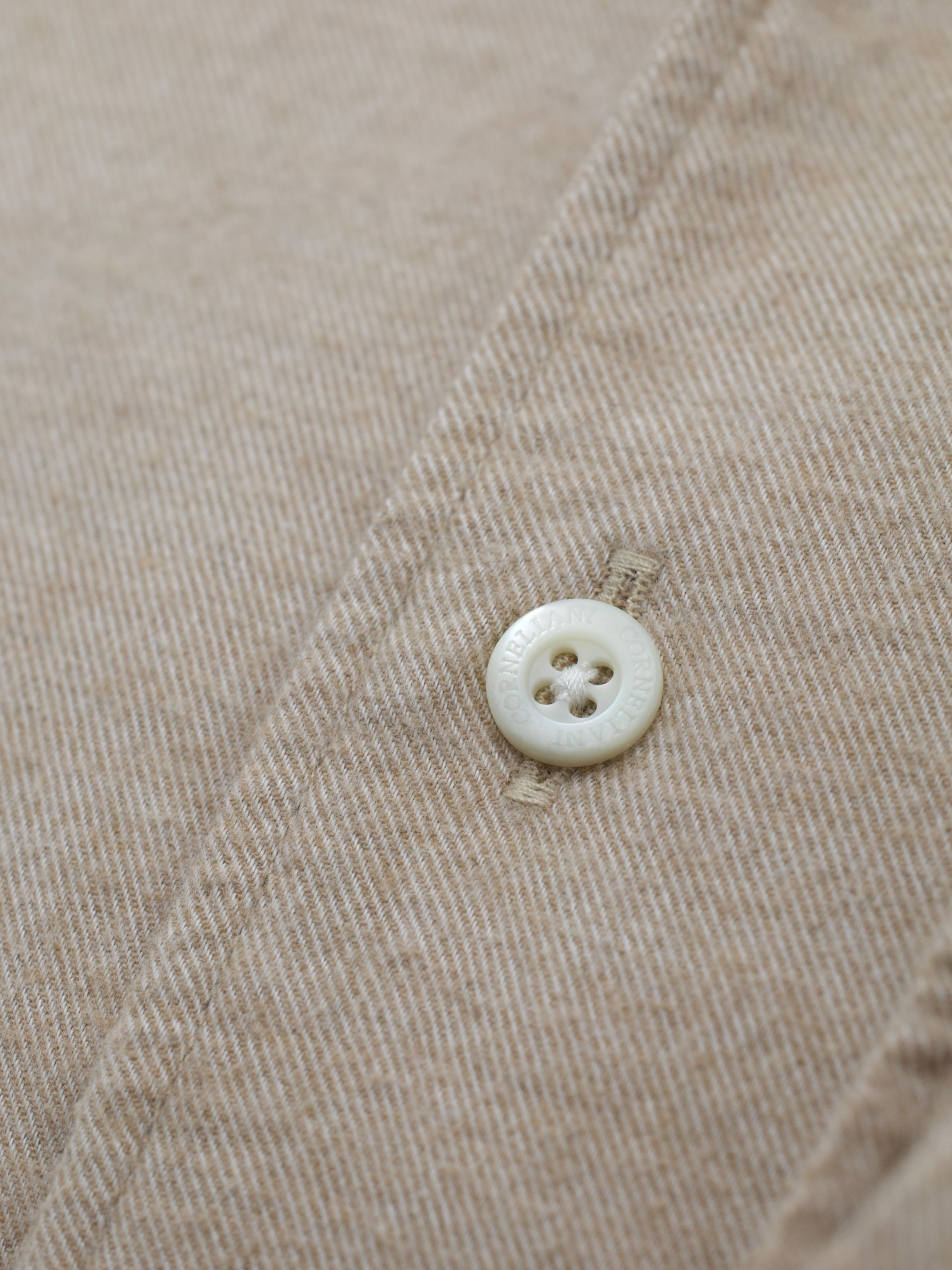 Corneliani Light Brown Cotton & Cashmere Flannel One-Piece Collar Shirt