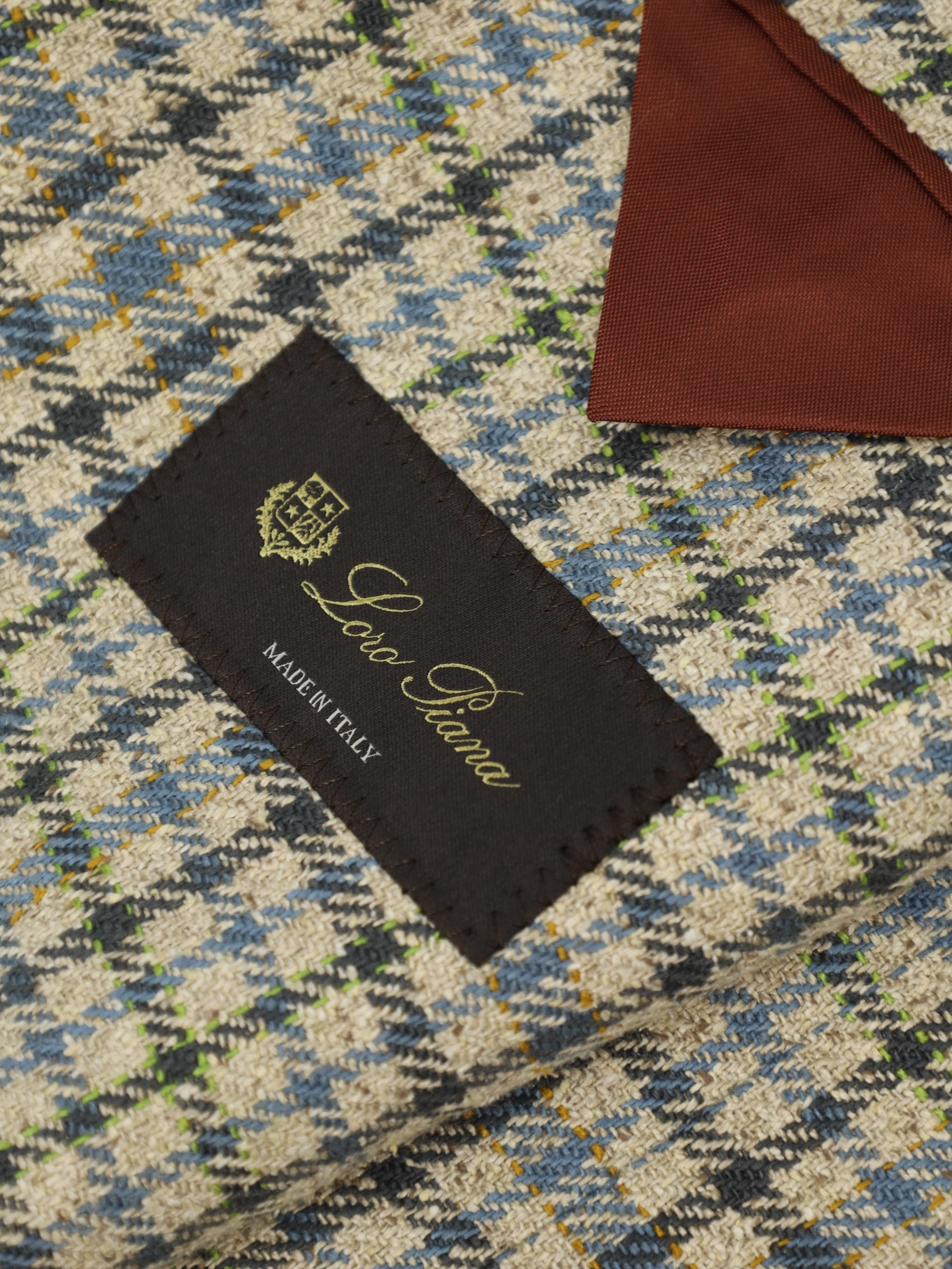 Loro Piana Sand & Turquoise Silk Gingham Check Jacket