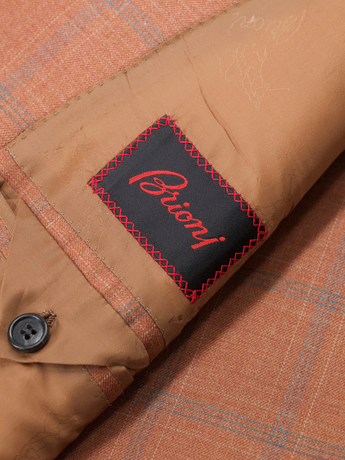 Brioni Peach & Steel Grey Wool Windowpane Vintage Nomentano Jacket