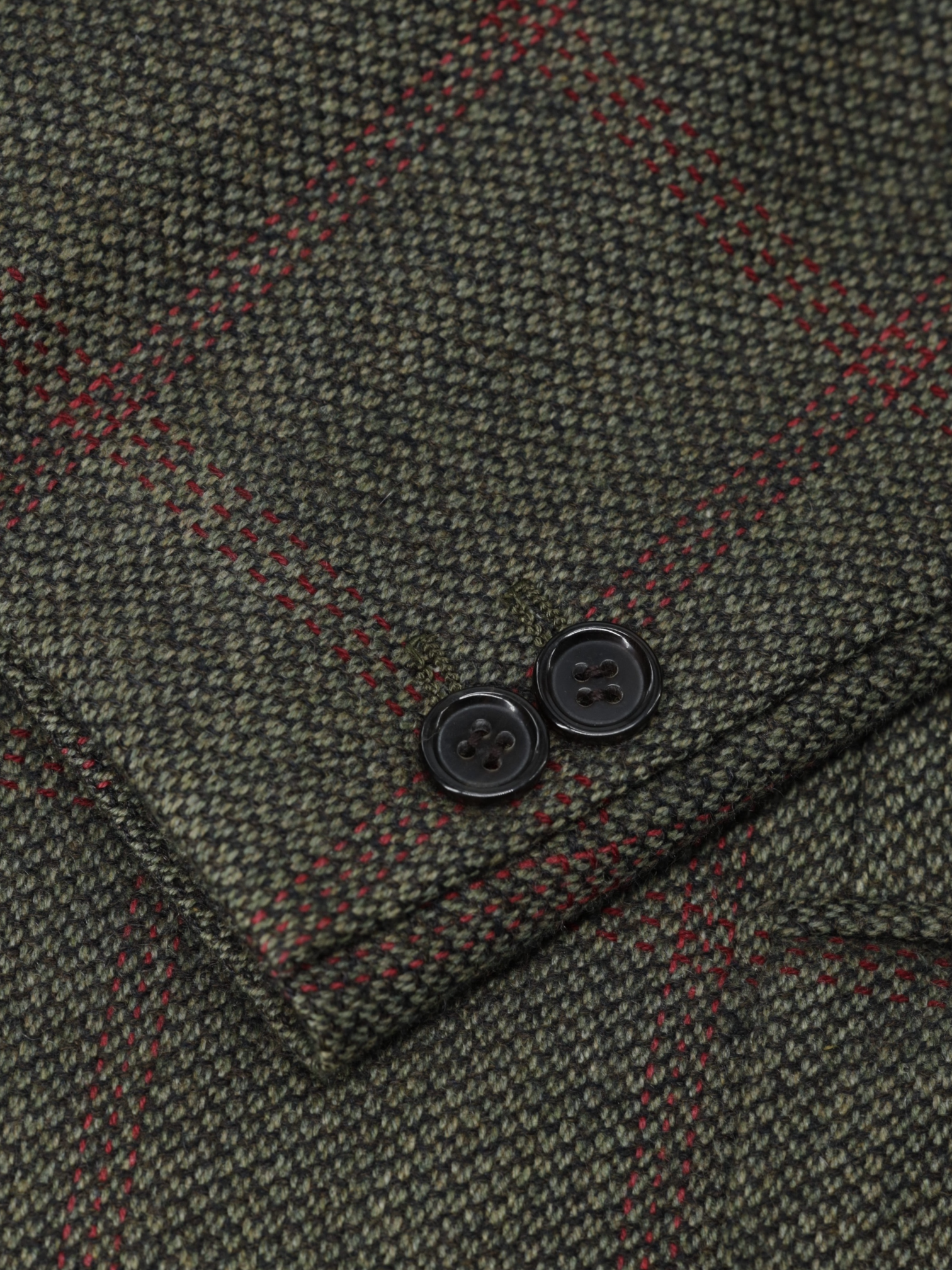 Brioni Olive Green & Red Pure Cashmere Windowpane Jacket