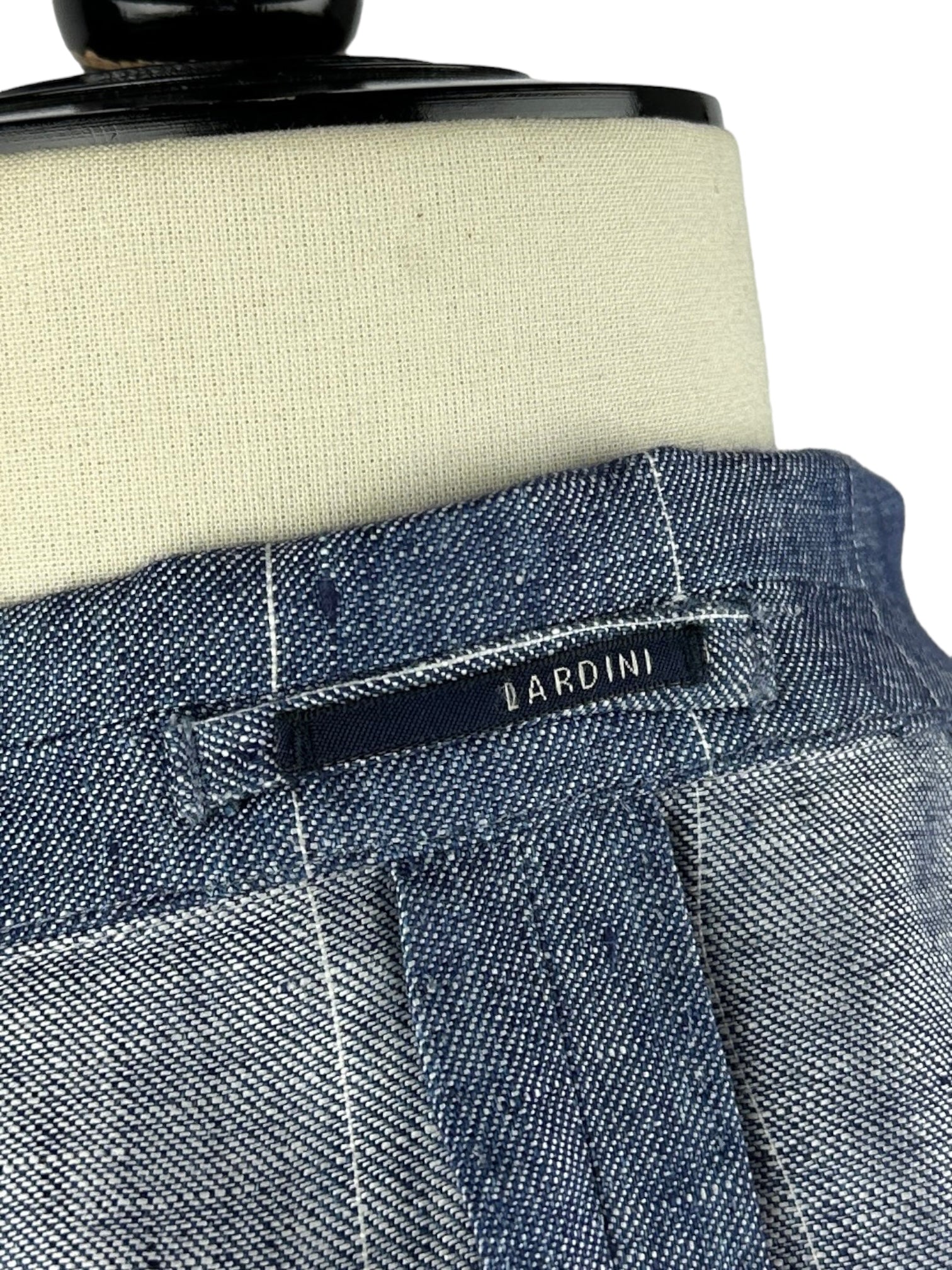 Lardini Denim Blue Linen Pinstripe Jacket