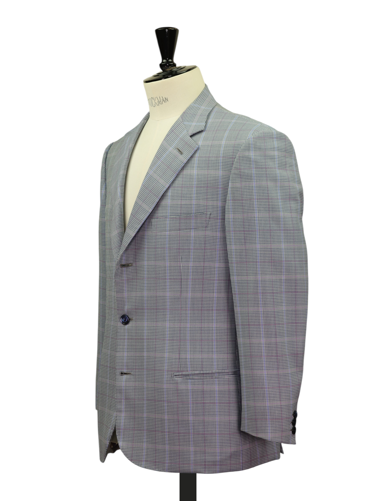 Brioni Blue & Pink Fine-Wool Overcheck Parlamento Jacket