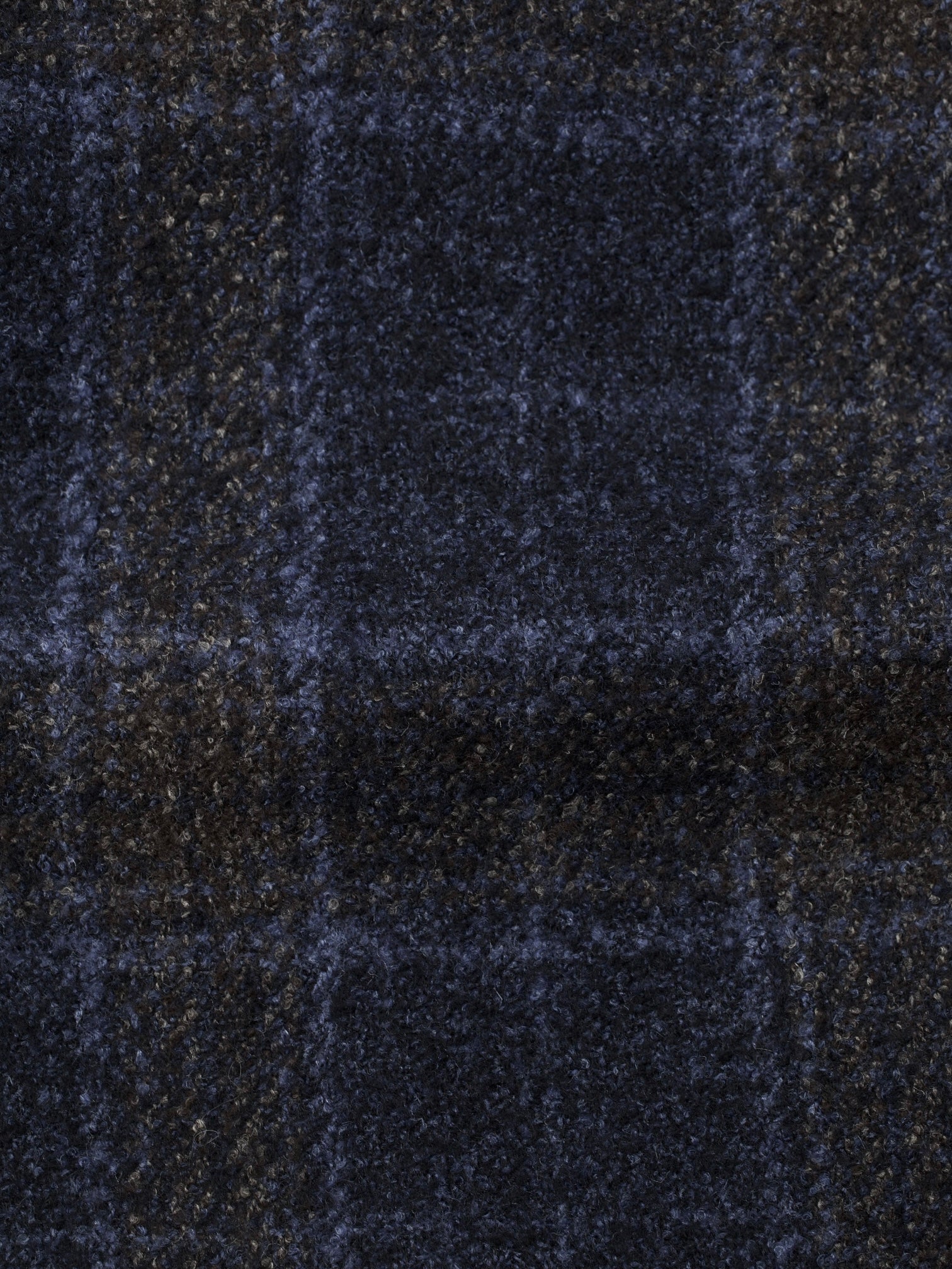 Caruso Blue & Brown Wool, Stretch, Silk & Linnen Boucle Checkered Jacket