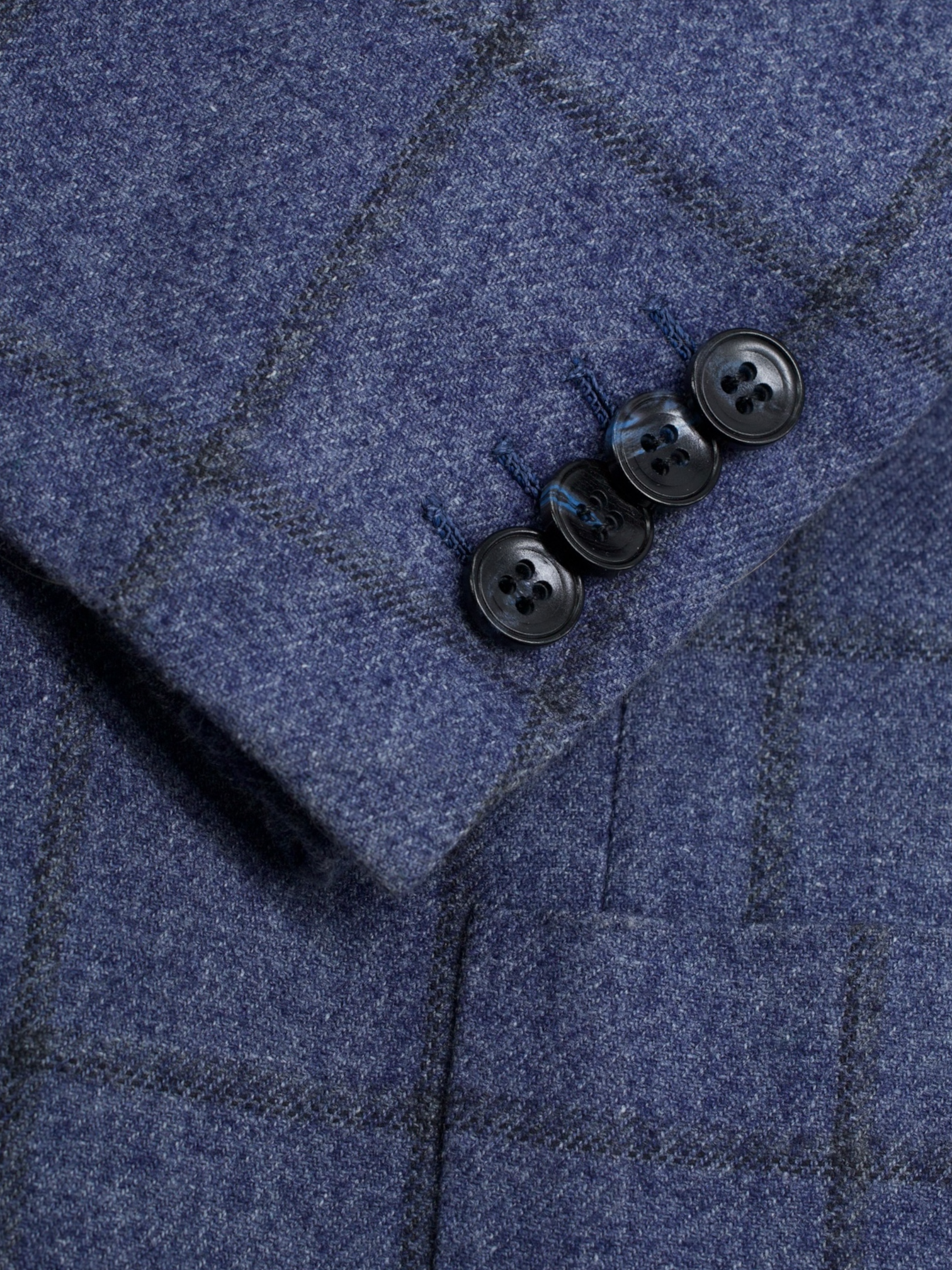 Kiton Blue Wool, Cotton & Silk Windowpane Jacket