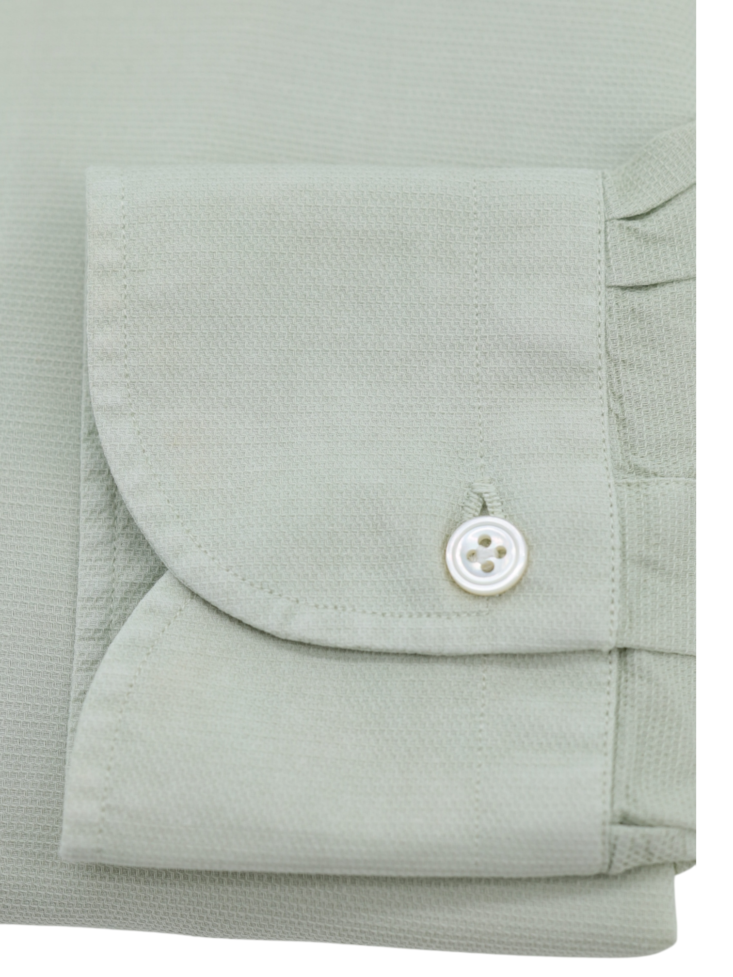 Finamore Pistache Cotton Micro-Pattern Shirt