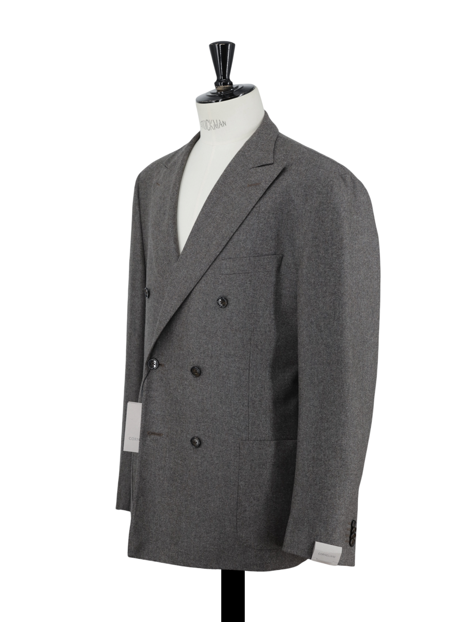 Corneliani Warm Grey Double-Breasted 18.75-Micron Wool Gate Jacket