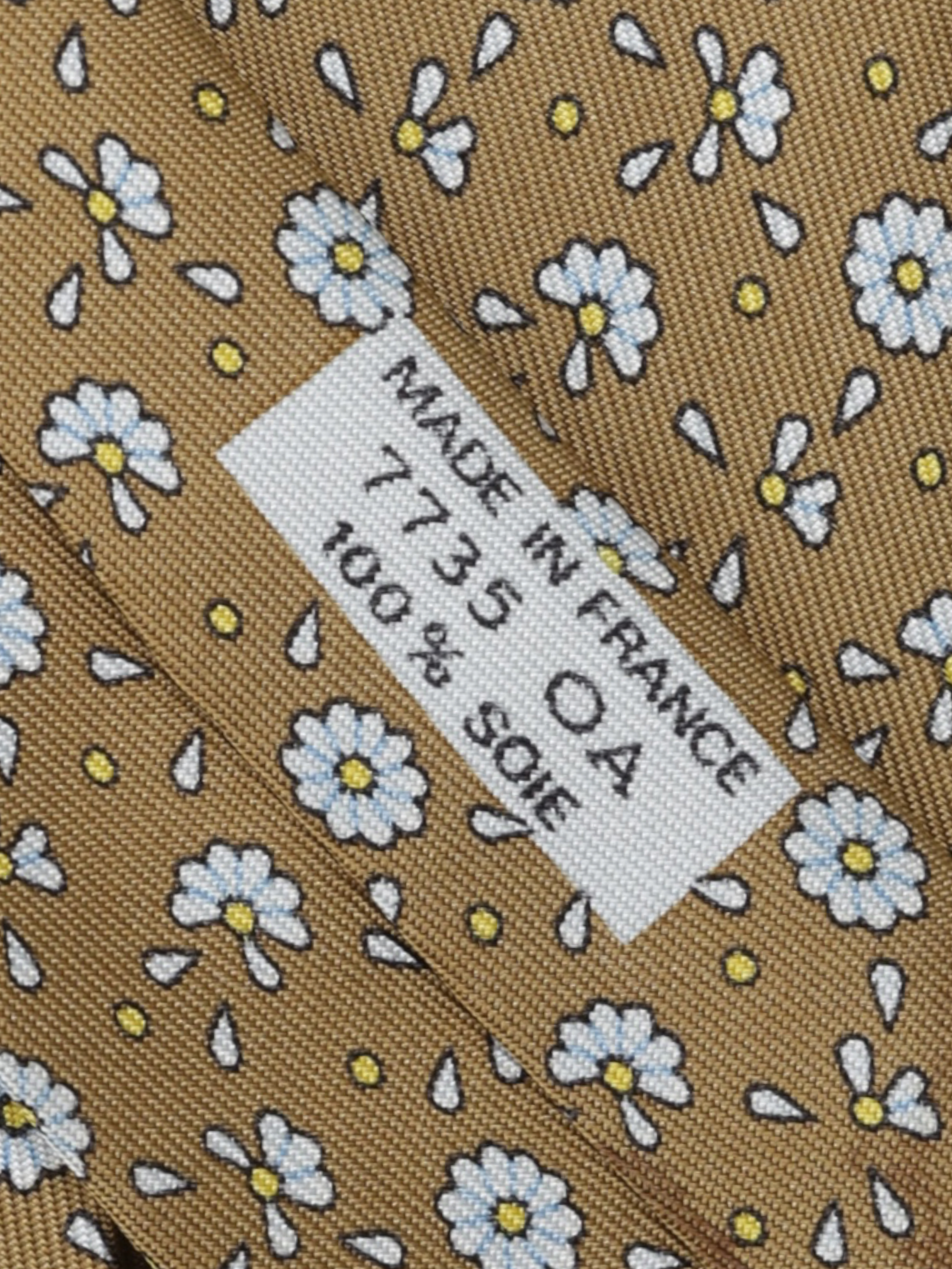 Hermès Brown & Ice Blue Silk Dandelion-Pattern Tie
