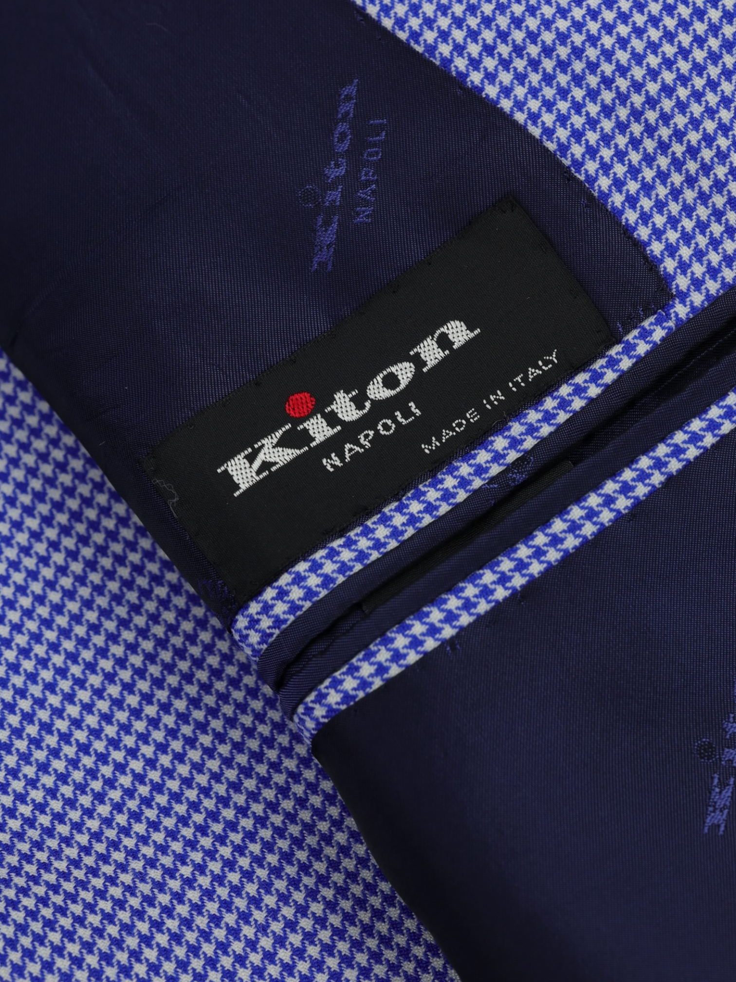 Kiton Light Blue Extrafine-Wool Pied de Poule "Lasa" Jacket