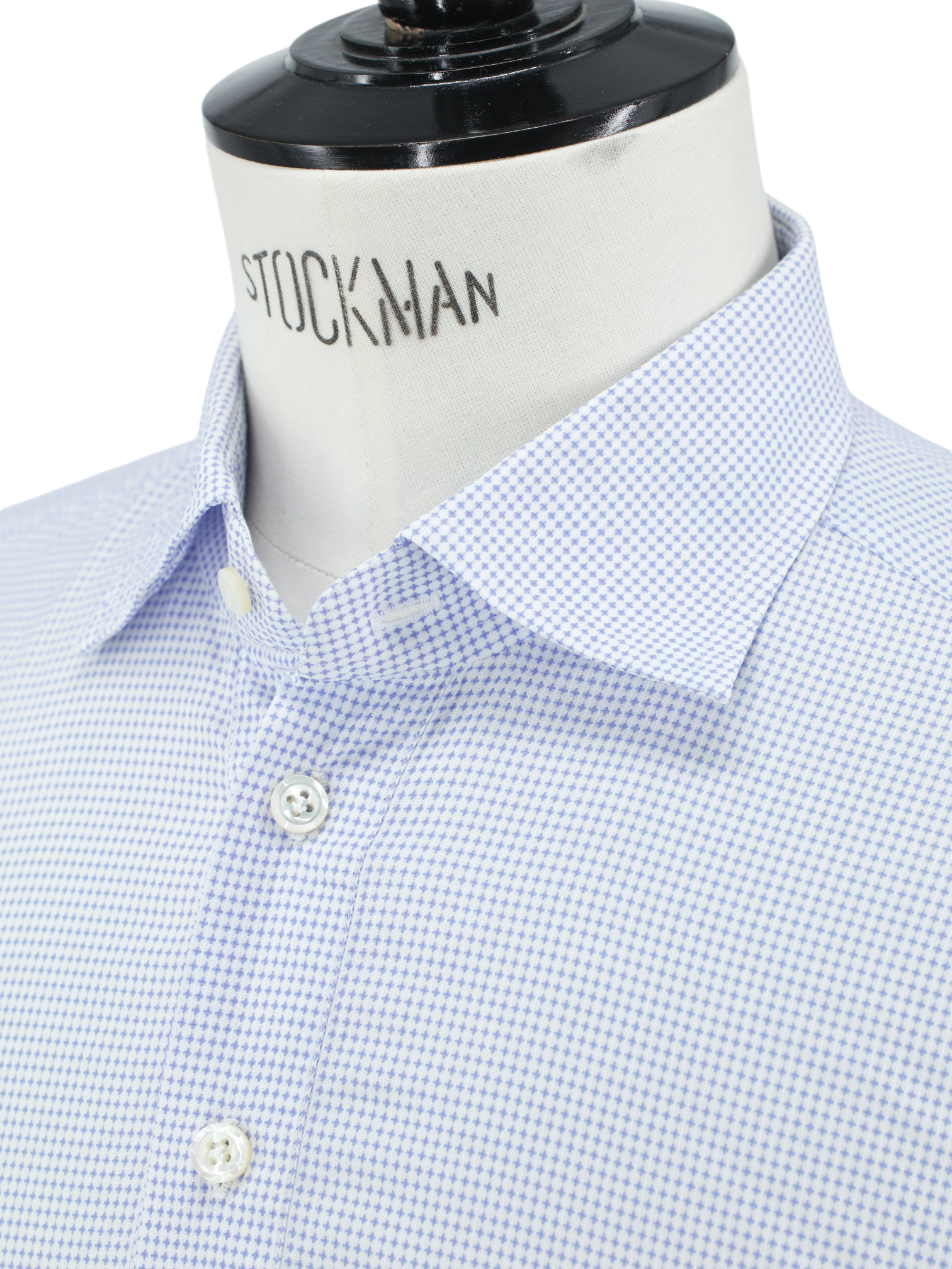Cesare Attolini Light Blue Fine-Cotton Micro-Pattern Pop-Over Shirt