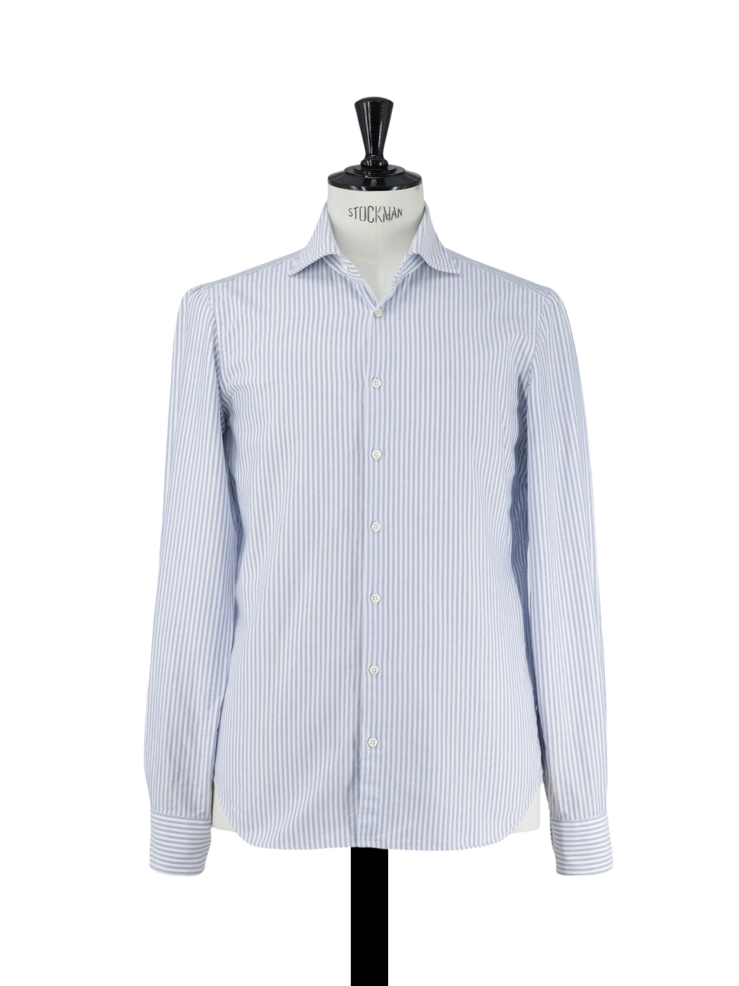 Emanuele Maffeis White & Light Blue Oxford-Cotton Cutaway-Collar Shirt