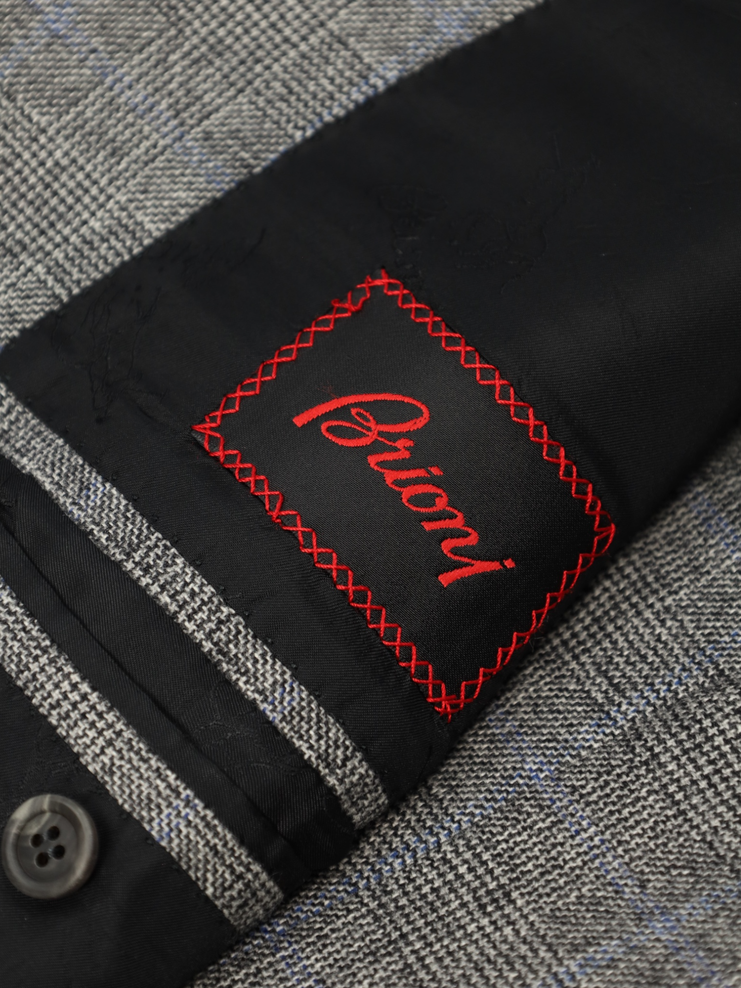 Brioni Grey Prince of Wales Check Flannel Nomentano Suit