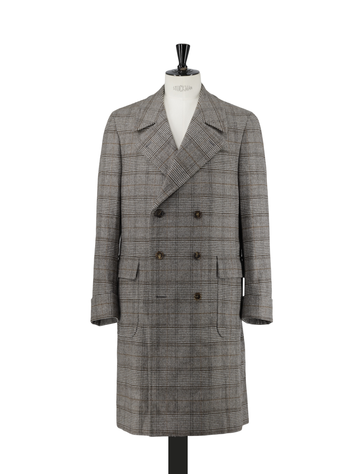 Caruso Light Brown Superfine "Zelander" Wool Prince of Wales Ulster Coat