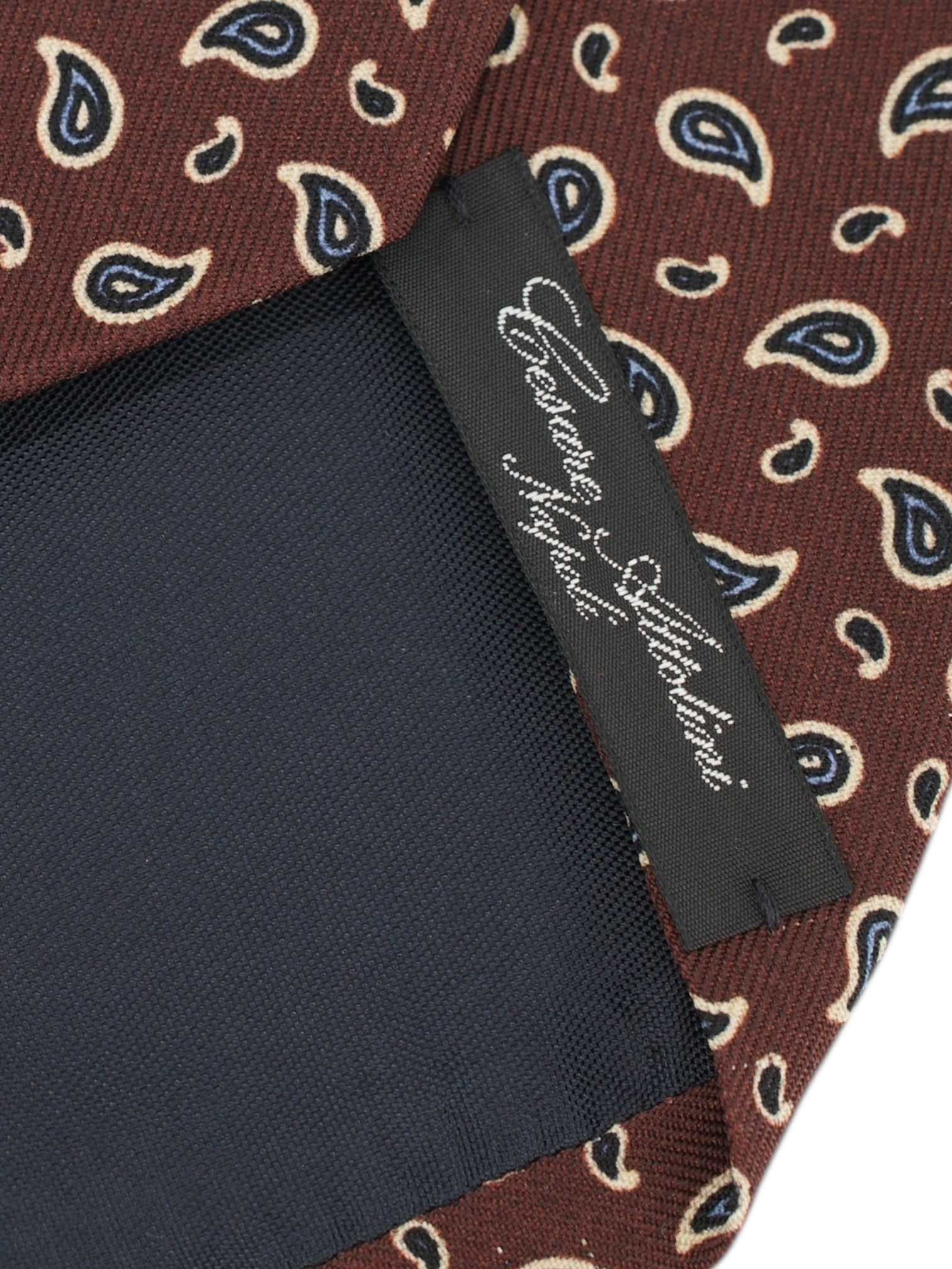 Cesare Attolini Mahogany & Navy Silk Paisley Tie