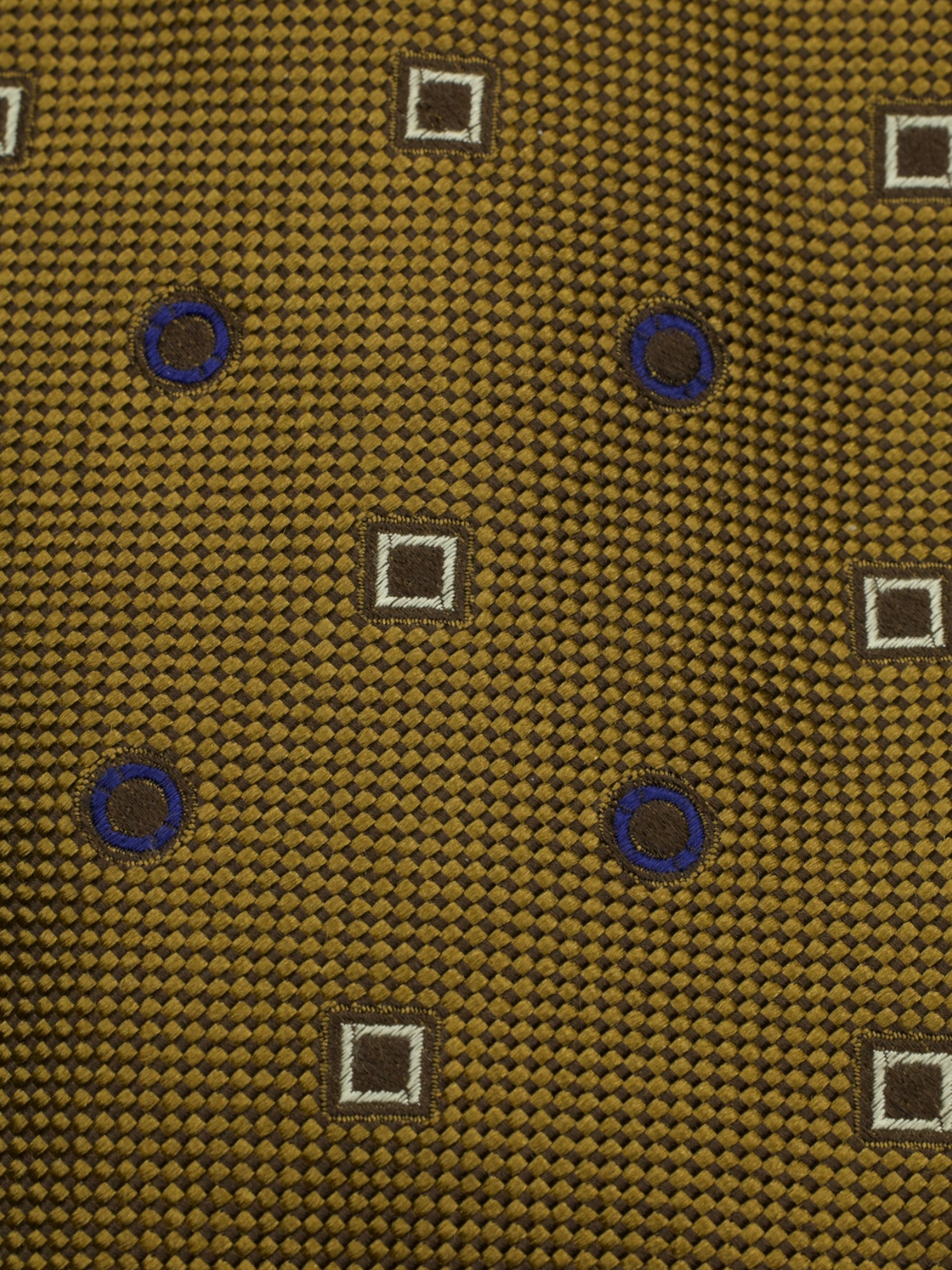 Kiton 5-Fold Brown & Navy Silk Geometric Pattern Tie
