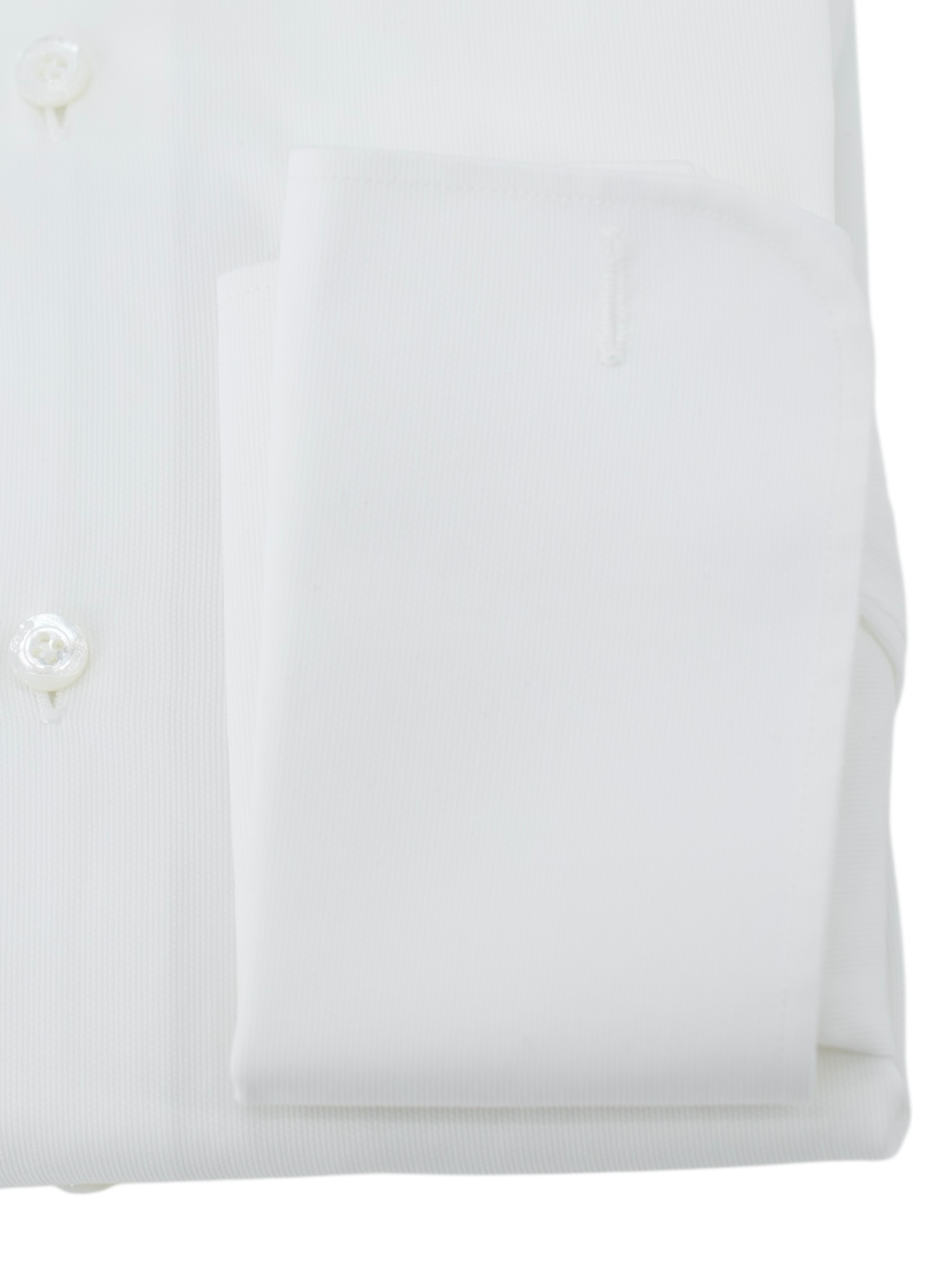 Finamore White Cotton Micro-Pattern French Cuff Dress Shirt