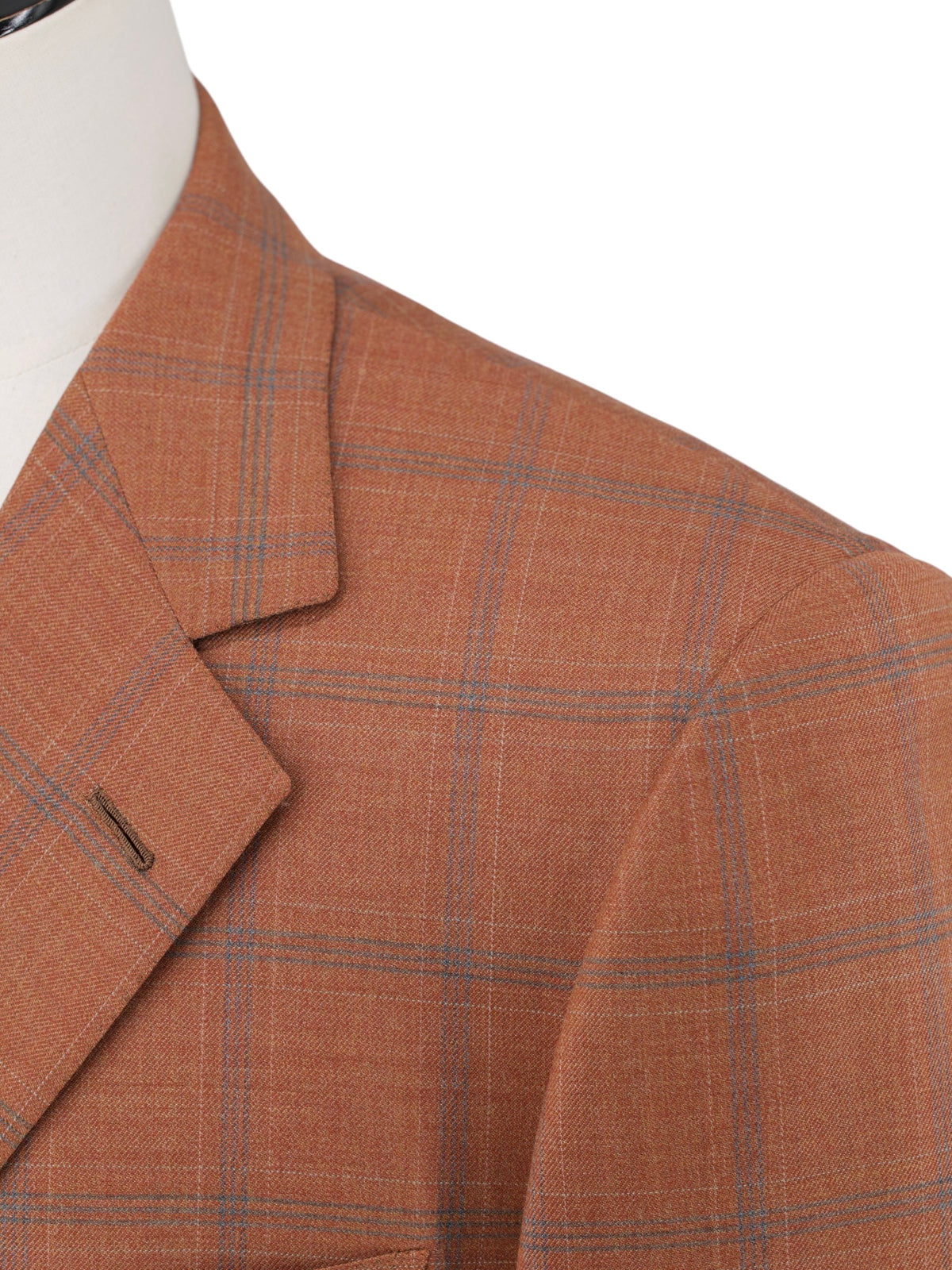 Brioni Peach & Steel Grey Wool Windowpane Vintage Nomentano Jacket