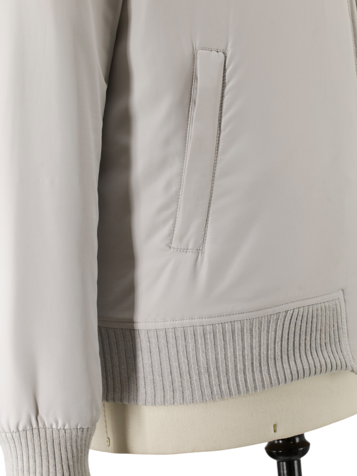 Mandelli Light Grey Softshell & Cashmere Lining Bomberjacket