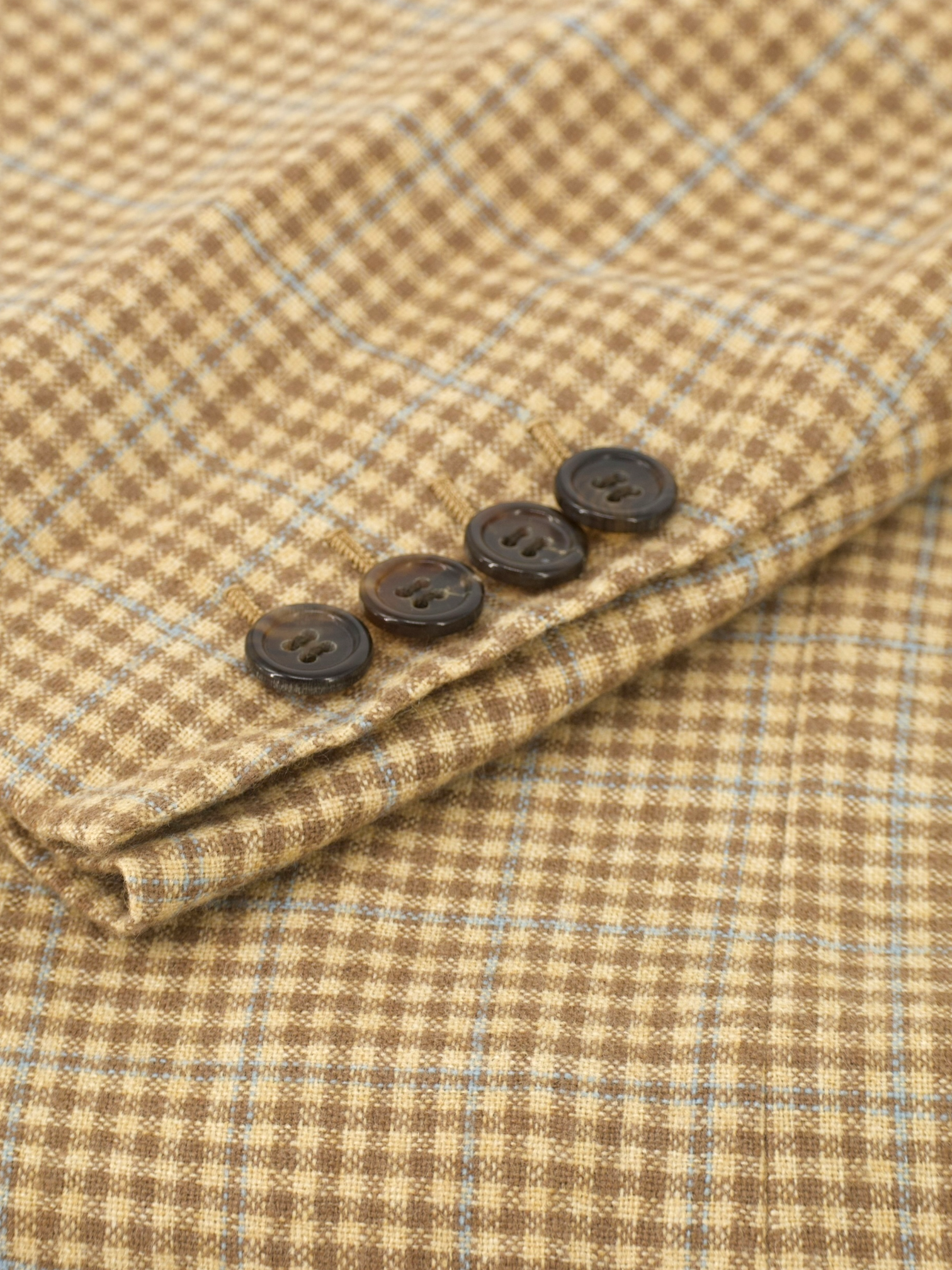 Brioni Light Brown & Light Blue Pure Cashmere Overcheck Senato Jacket