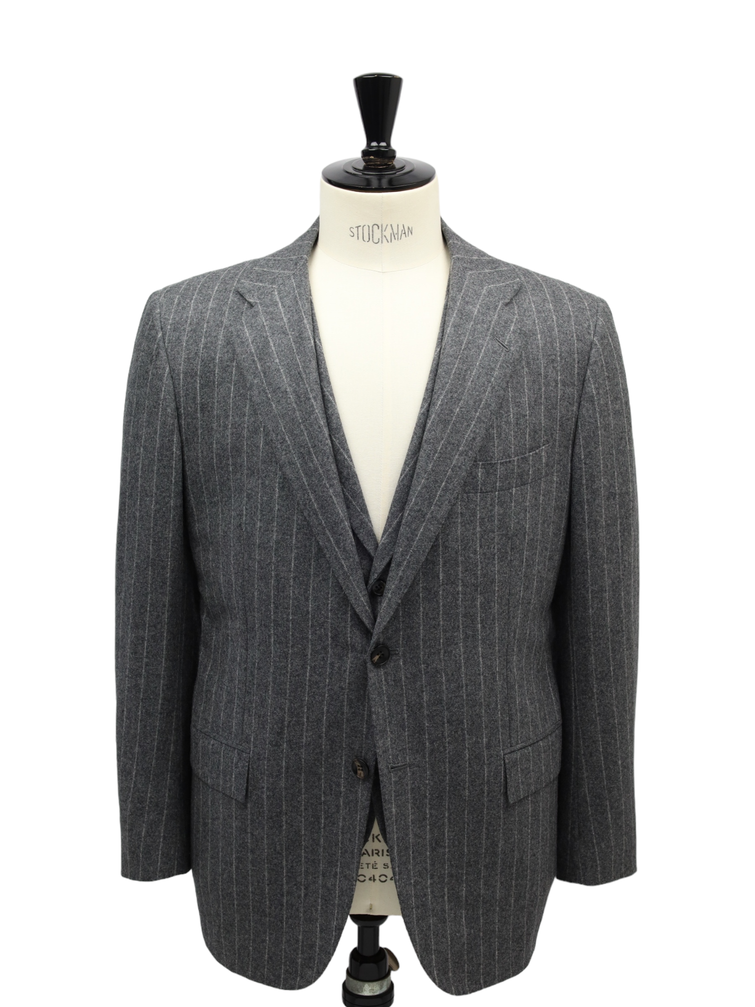 Kiton 3-Piece Grey Flannel Pinstripe Suit