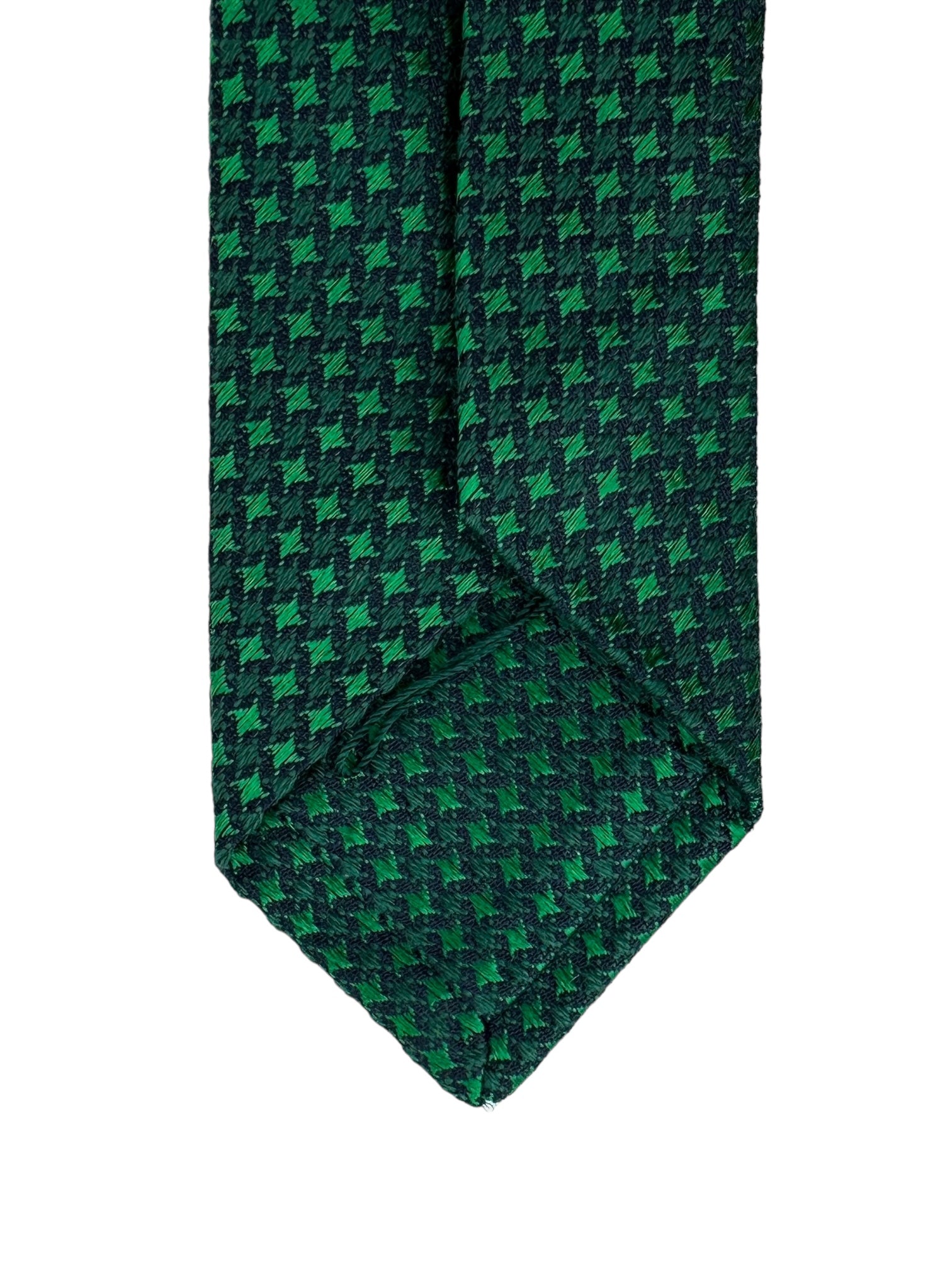 Kiton 5-Fold Emerald Green Puppytooth Silk Tie