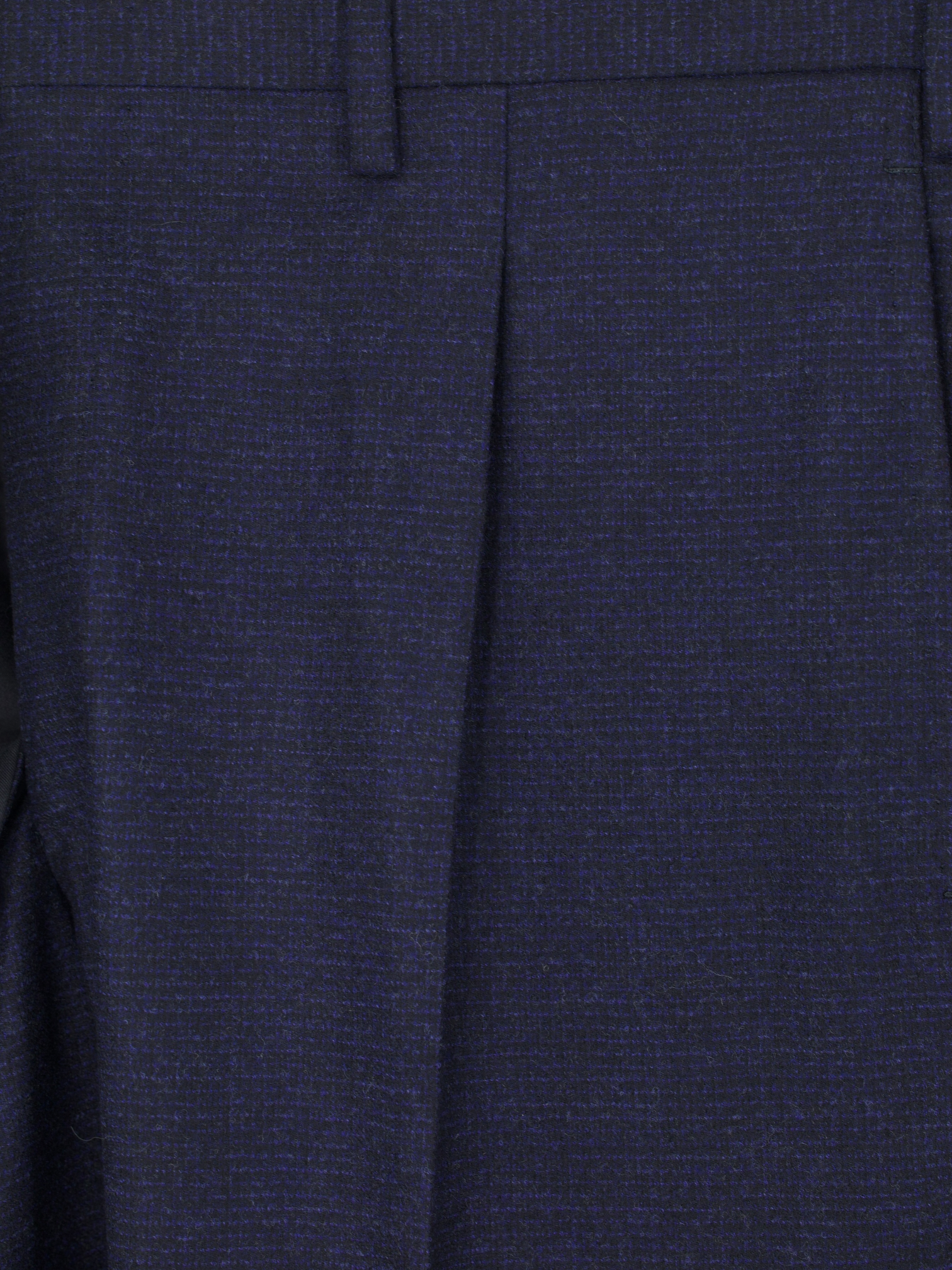 Kiton Dark Blue Brushed-Wool Micro-Pattern Sartorial Trousers