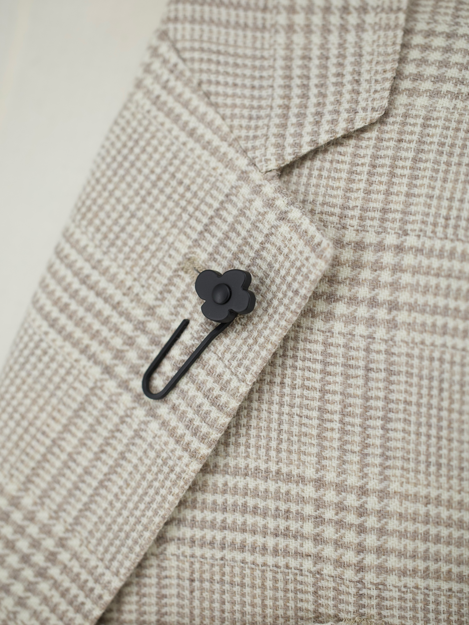 Lardini Taupe High-Twist Wool Prince of Wales Jacket