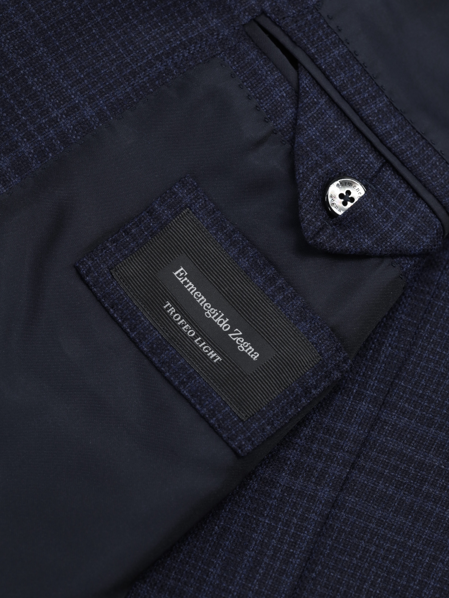 Ermenegildo Zegna Navy Trofeo-Light Wool Prince of Wales Milano Easy Jacket