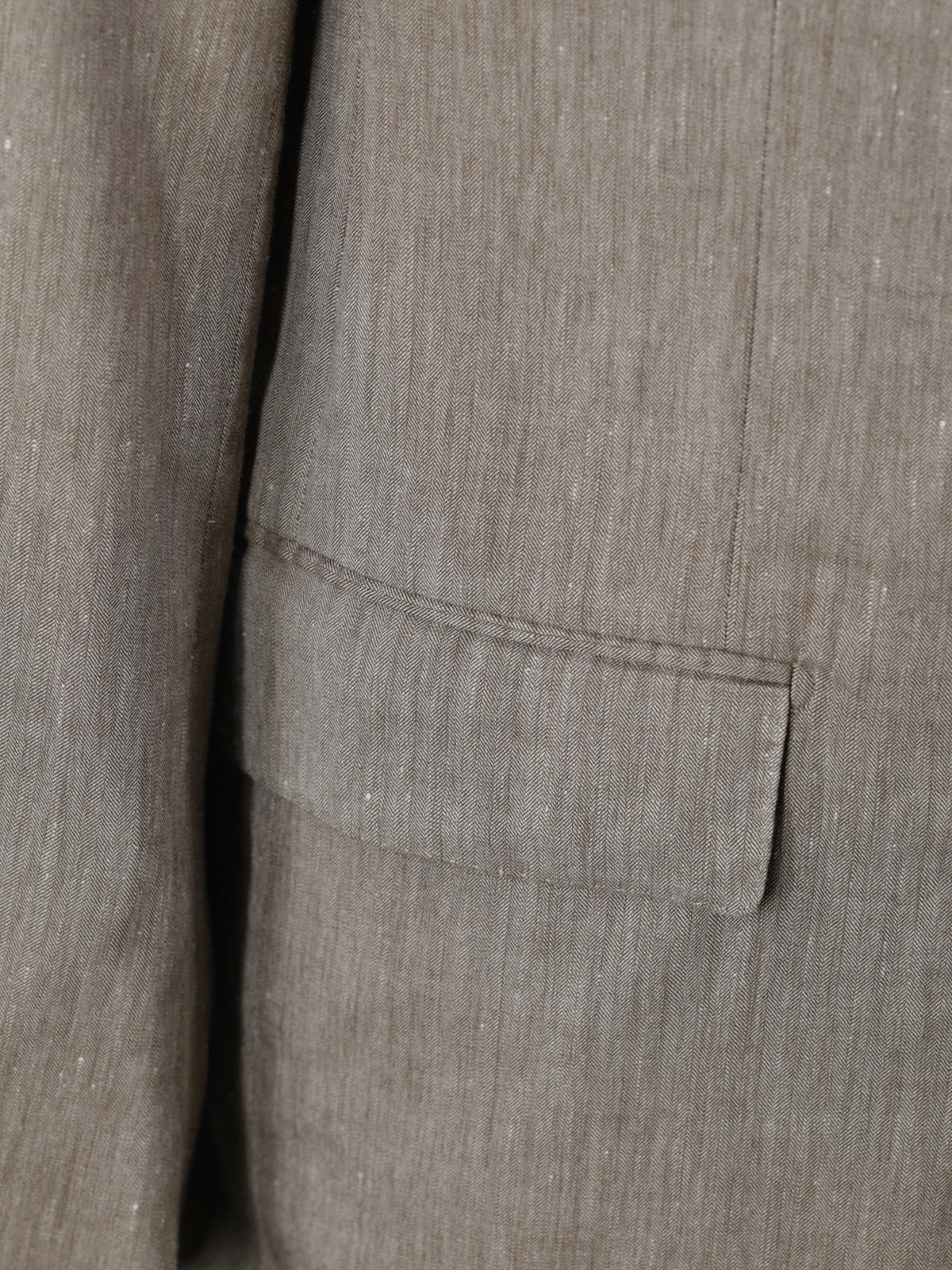 Ermenegildo Zegna Taupe Linen, Wool & Silk "Crossover" Herringbone Suit
