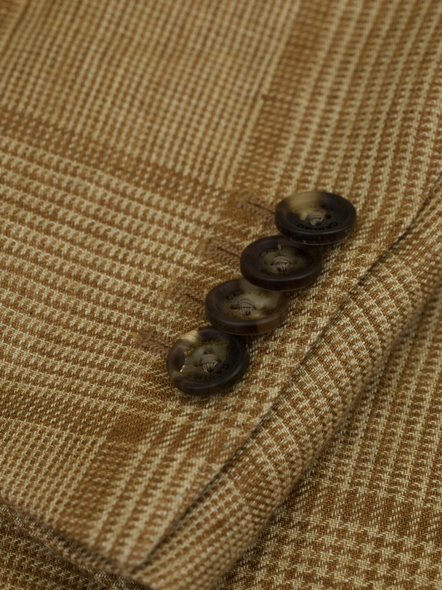 Caruso Light Brown Linen Windowpane "Aida" Summer Jacket