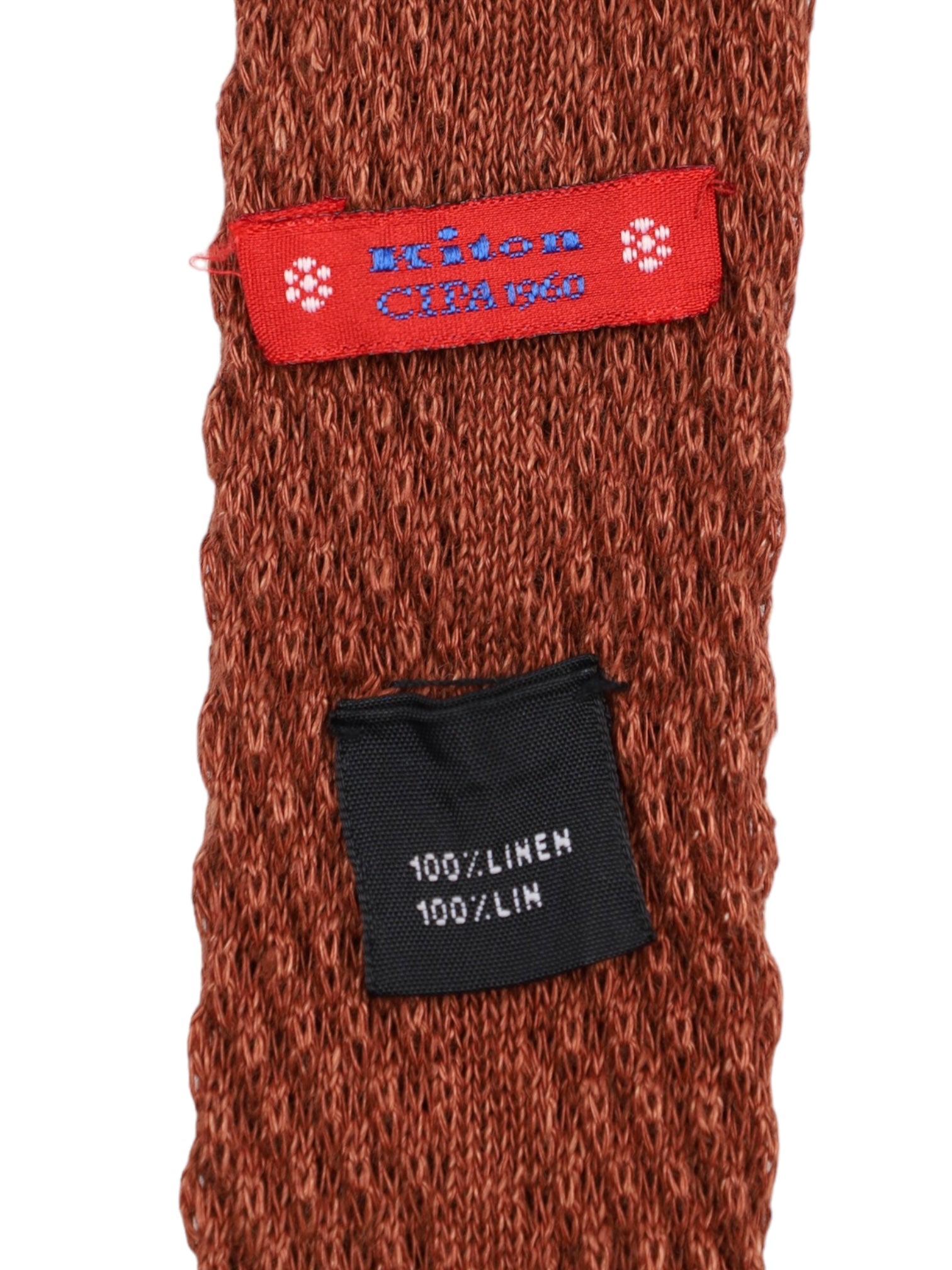 Kiton Burnt Orange Horizontal Stripe Linen Tie