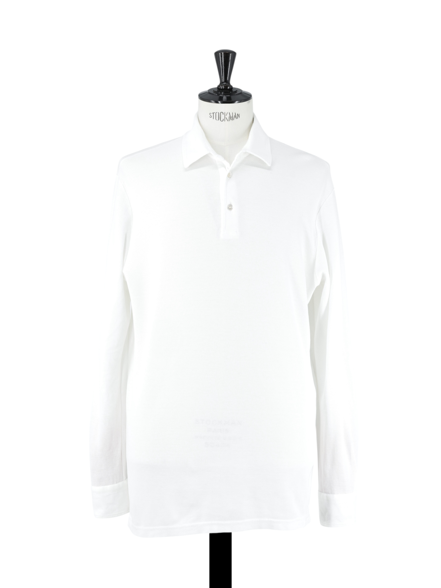 Loro Piana White Cotton Piqué Long-Sleeve Pop-Over Shirt