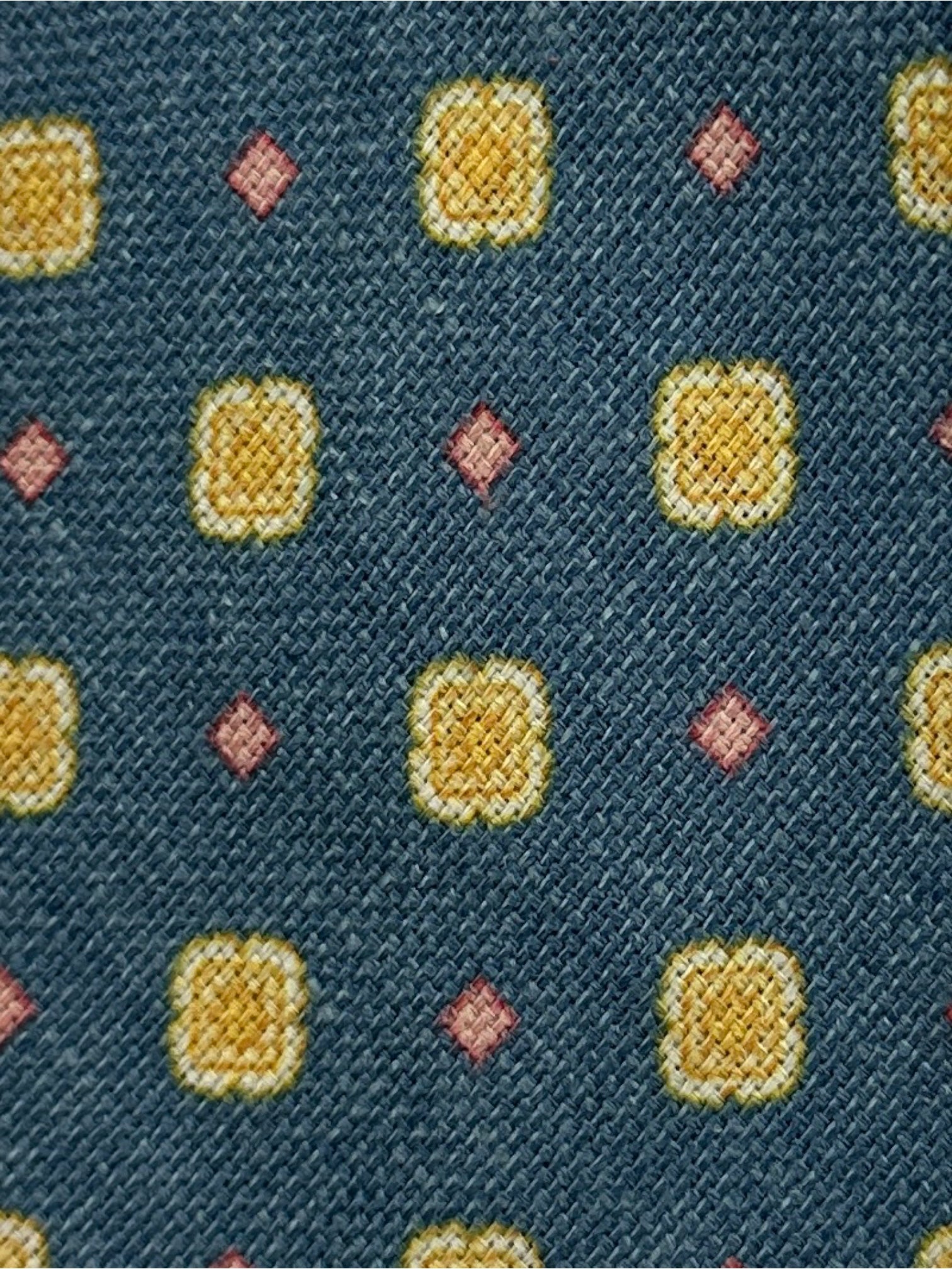 Kiton 5-Fold Turquoise Floral Untipped Linen, Silk and Cashmere Tie