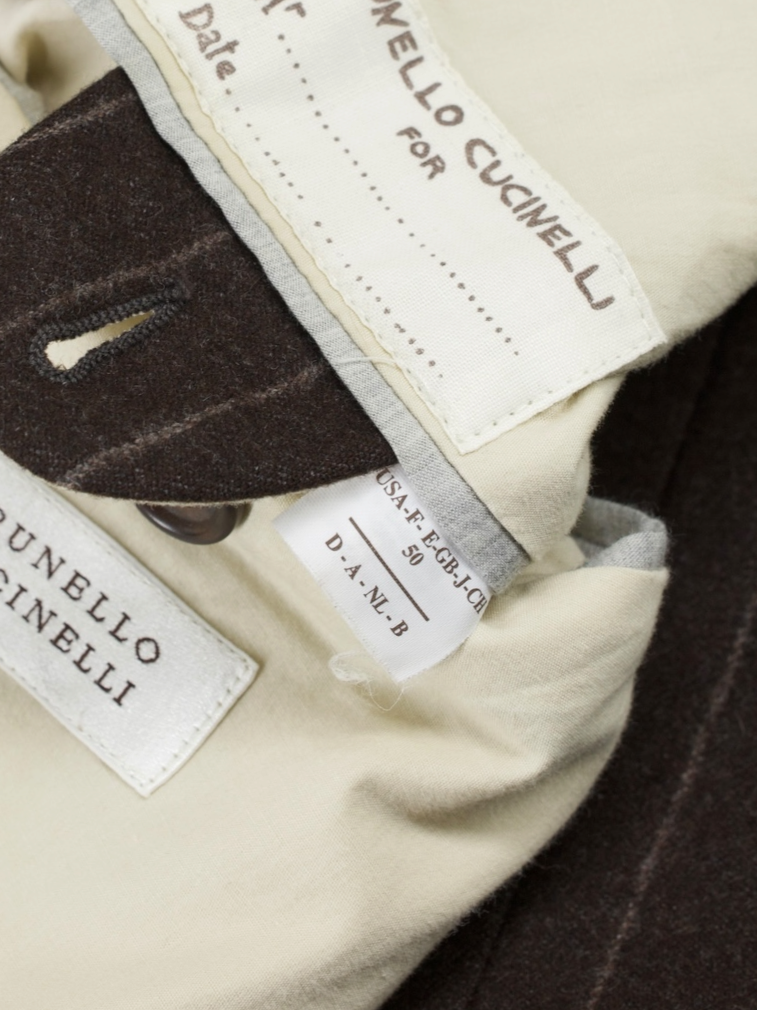 Brunello Cucinelli Chocolate Brown Wool & Cashmere Flannel Chalkstripe Jacket