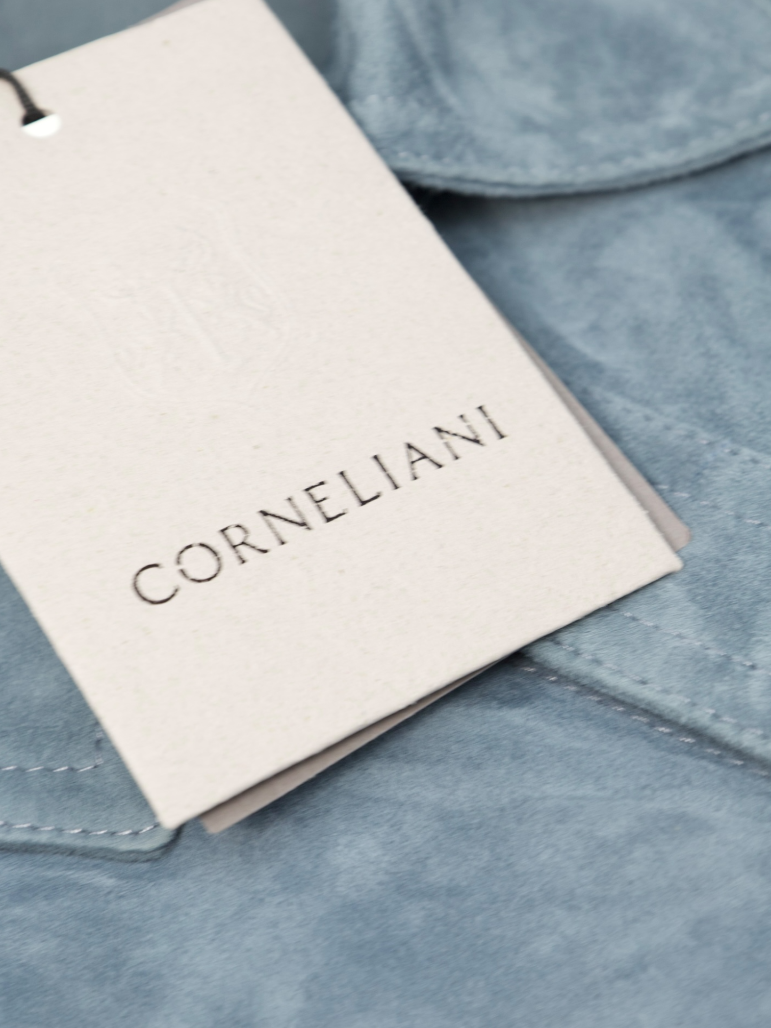 Corneliani Light Blue Lambskin Suede Overshirt